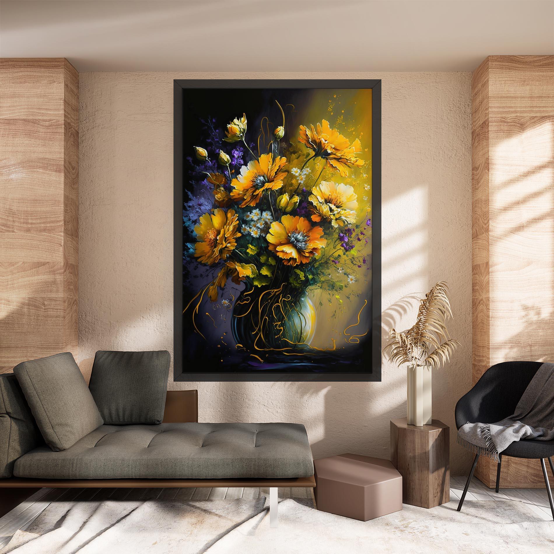 Leinwandbild Yellow Flower Art Vase mockup 8