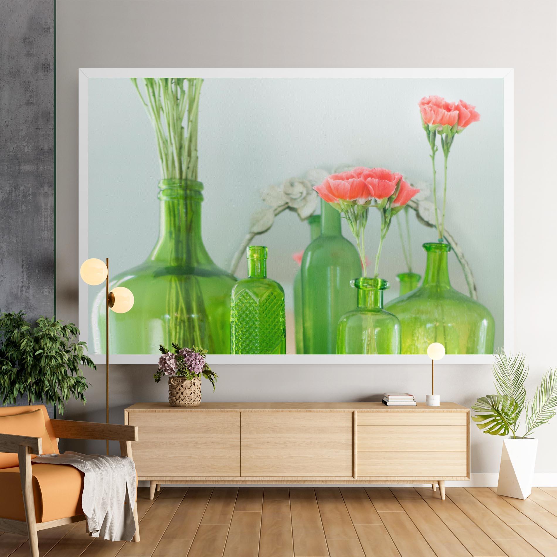 Leinwandbild Green Vase Flowers mockup 9