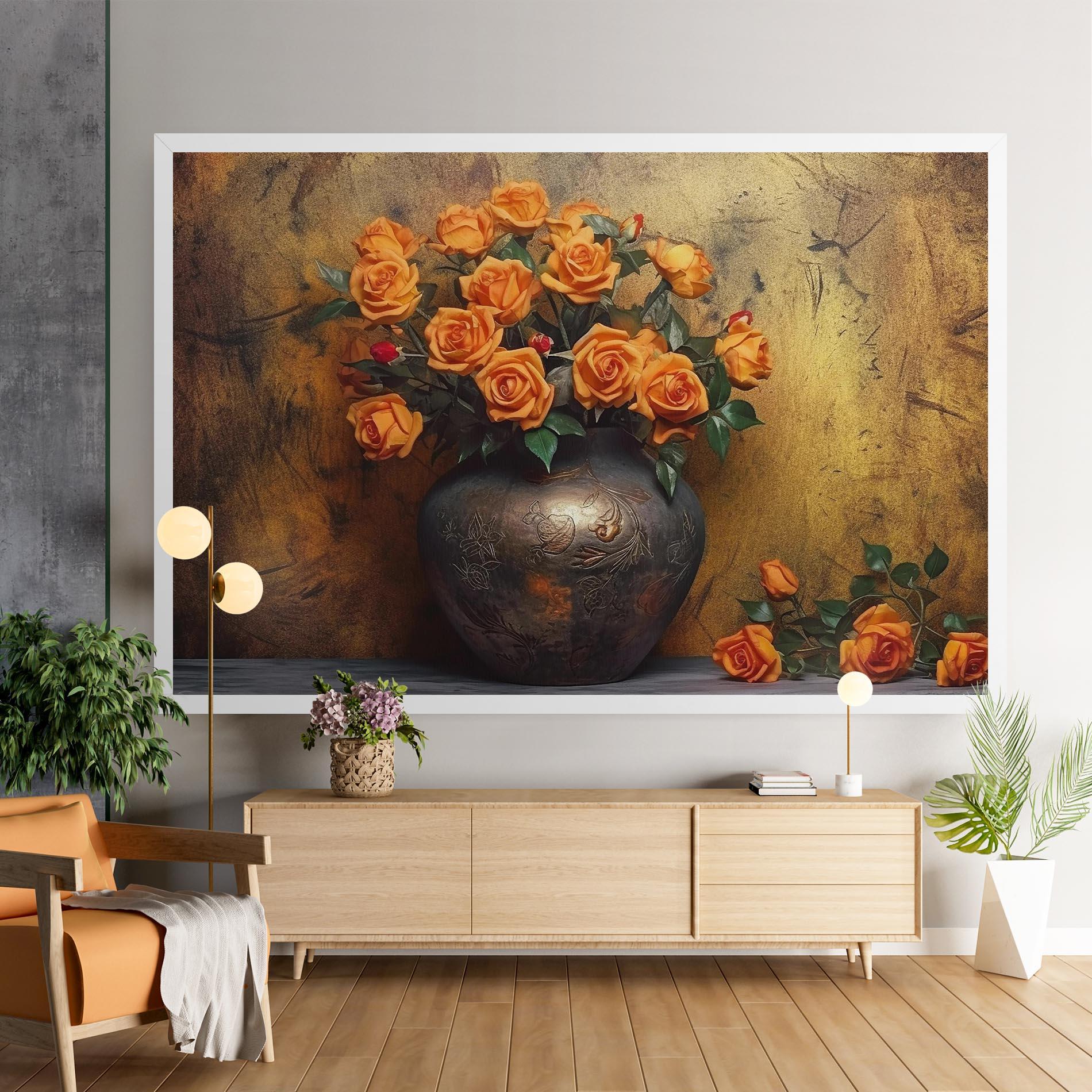 Leinwandbild Orange Vintage Vase mockup 9