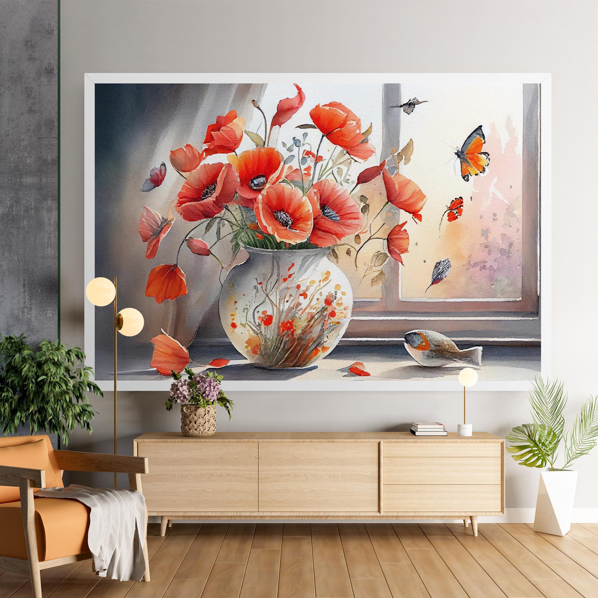 Leinwandbild Poppies Vase mockup 9