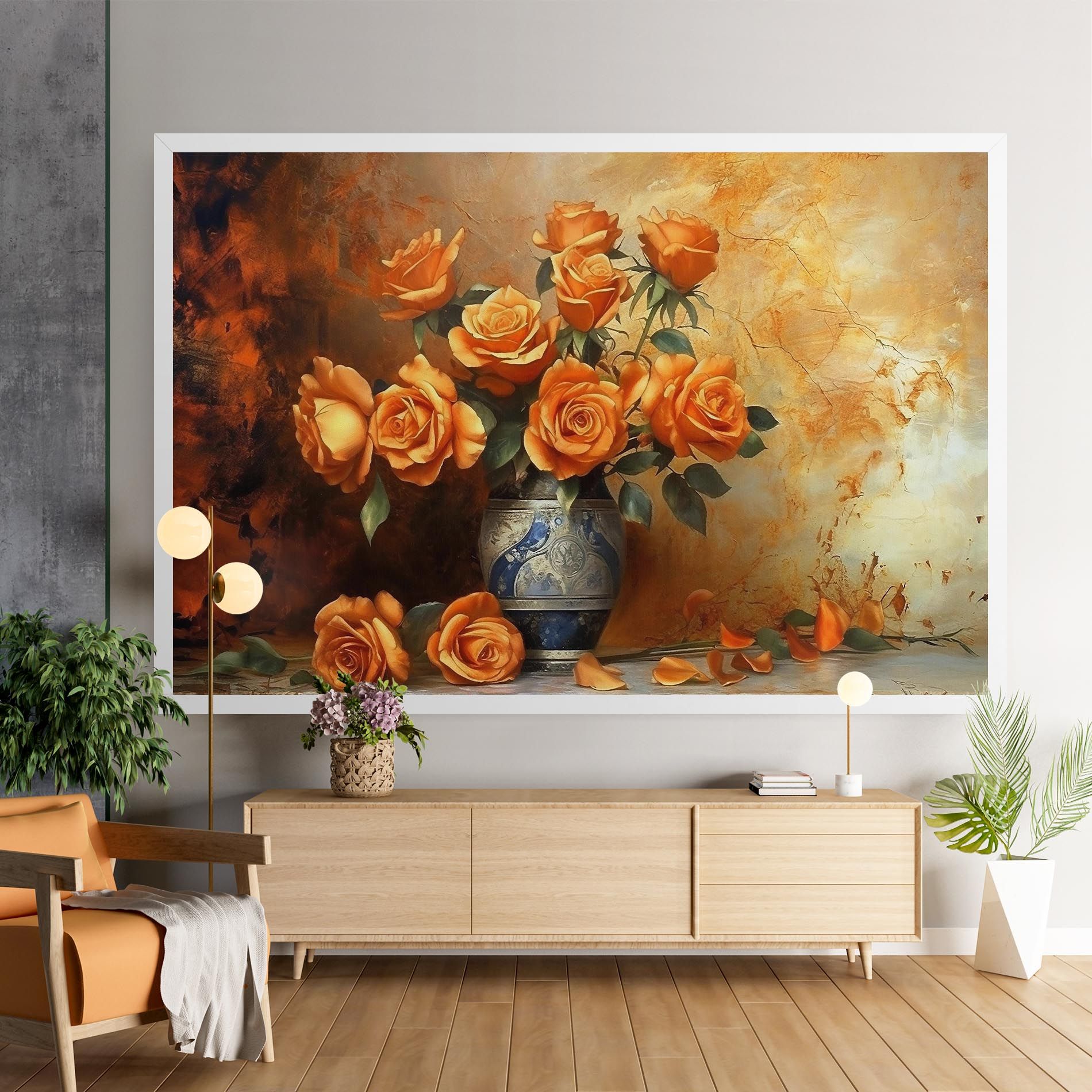 Pretty Orange Rose Vase mockup 9