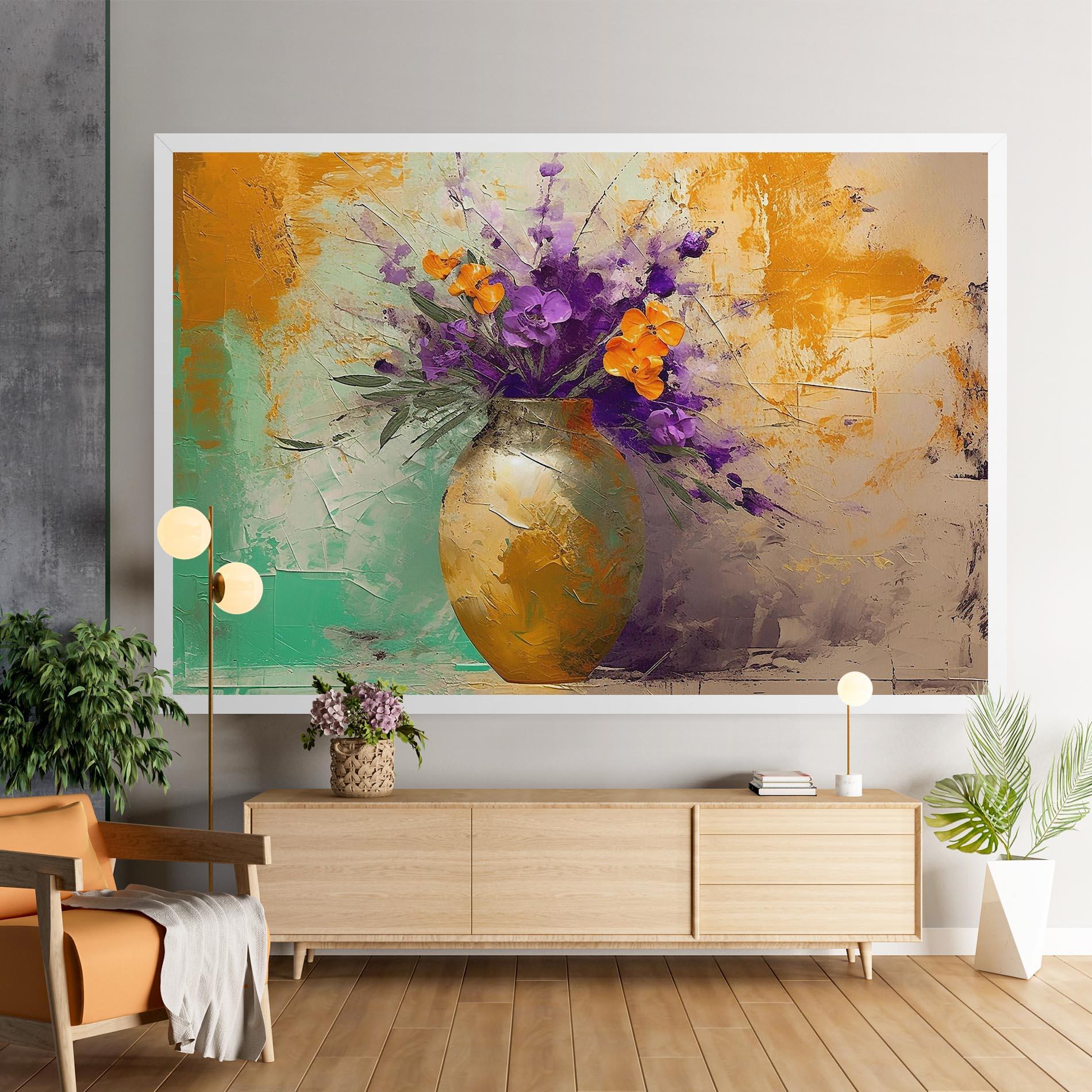 Leinwandbild Purple Orange Plant Vase mockup 9