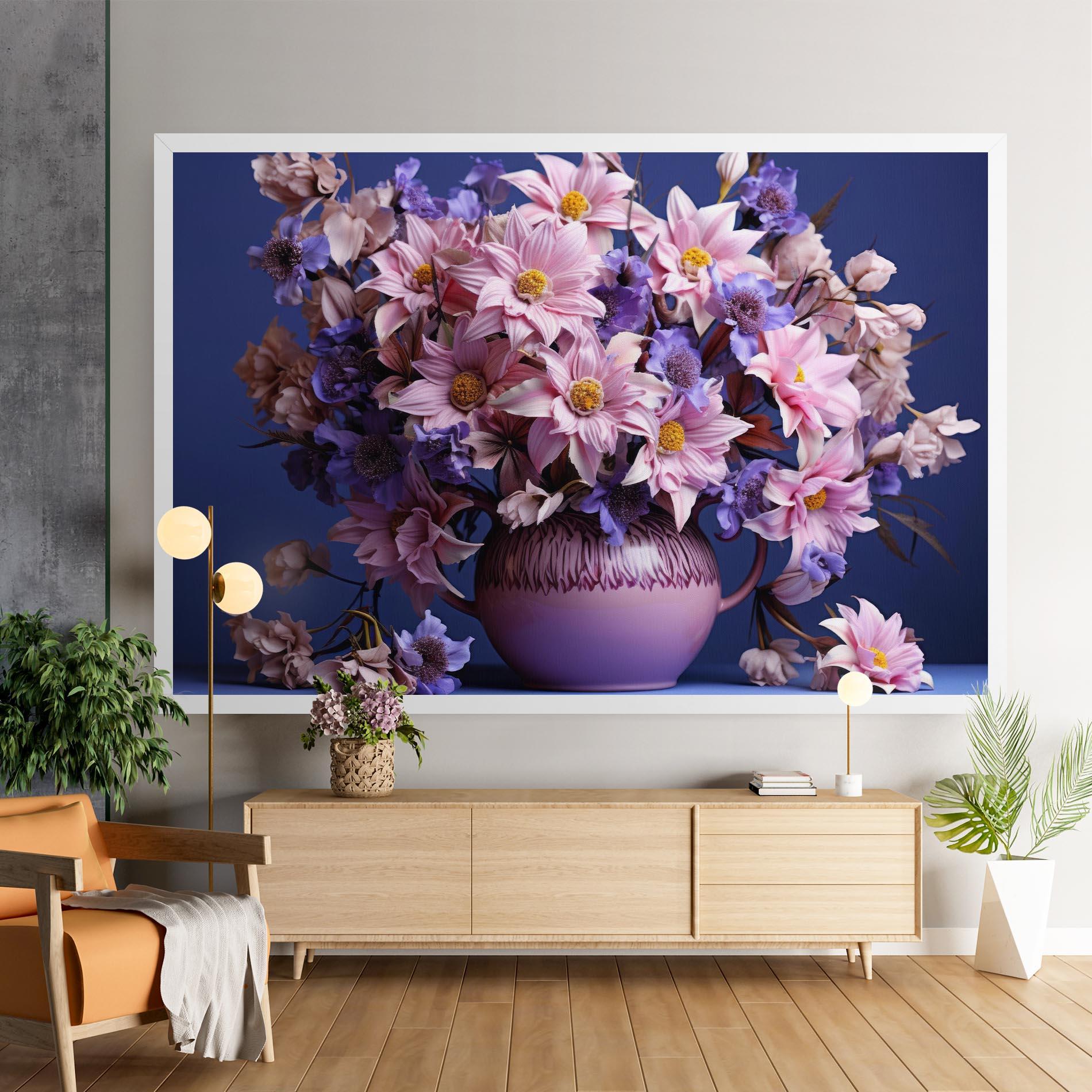 Leinwandbild Purple Vase Flowers mockup 9
