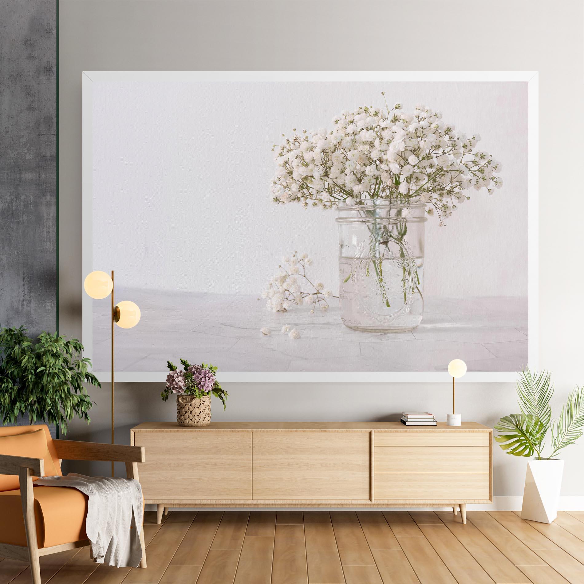 Leinwandbild White Tiny Flower Vase mockup 9