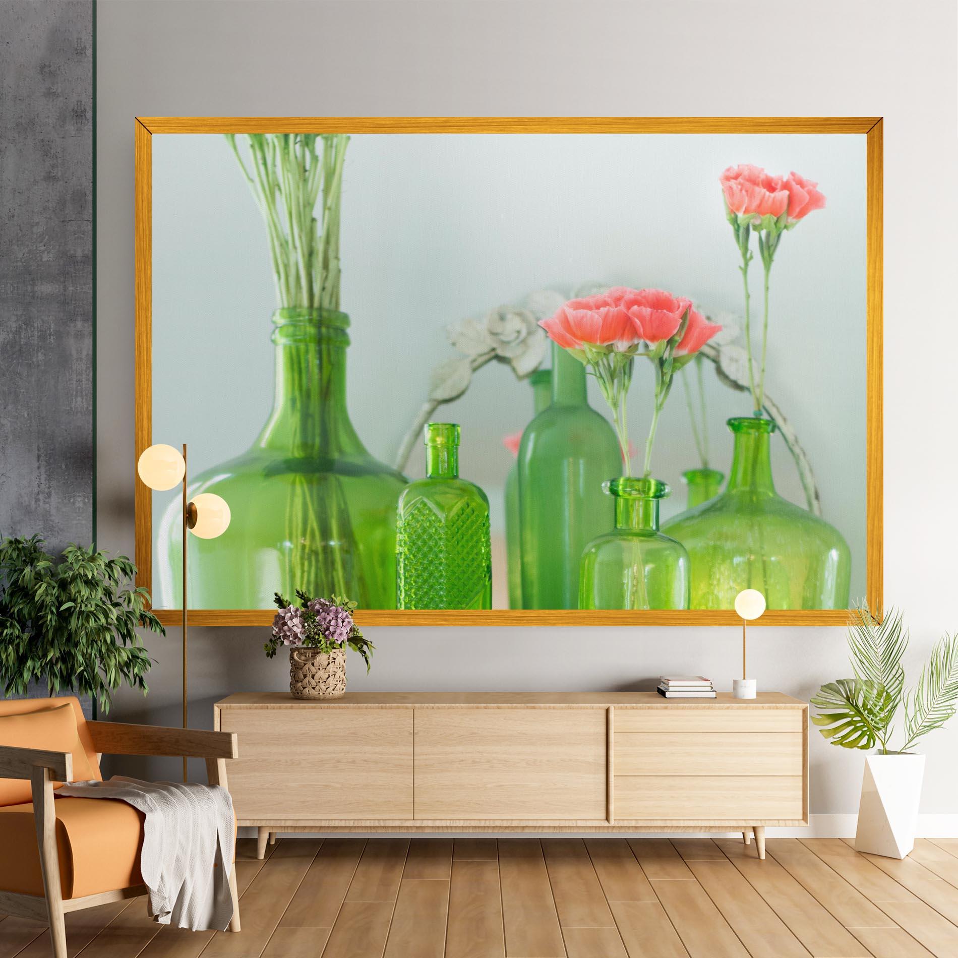 Leinwandbild Green Vase Flowers mockup 9