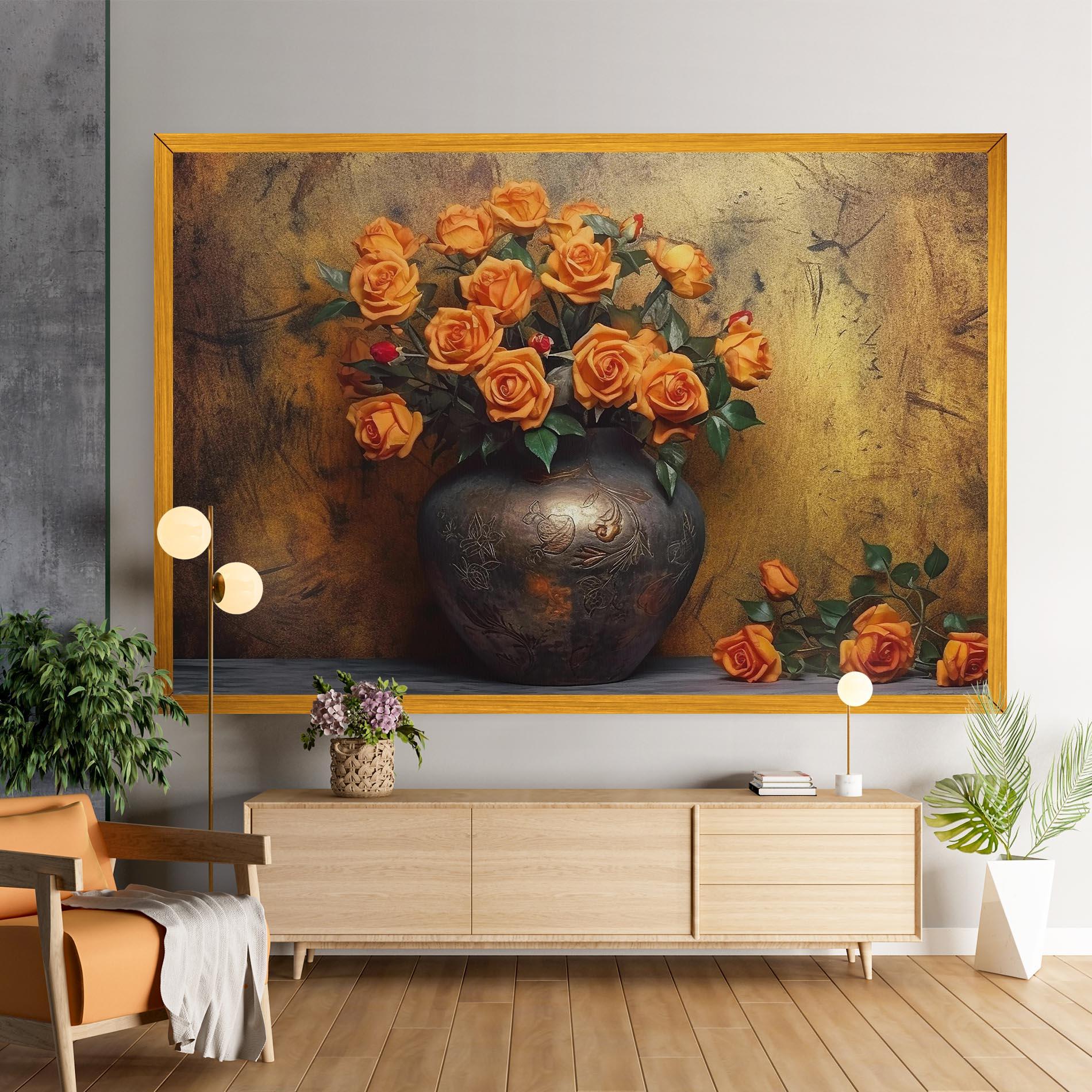 Leinwandbild Orange Vintage Vase mockup 9