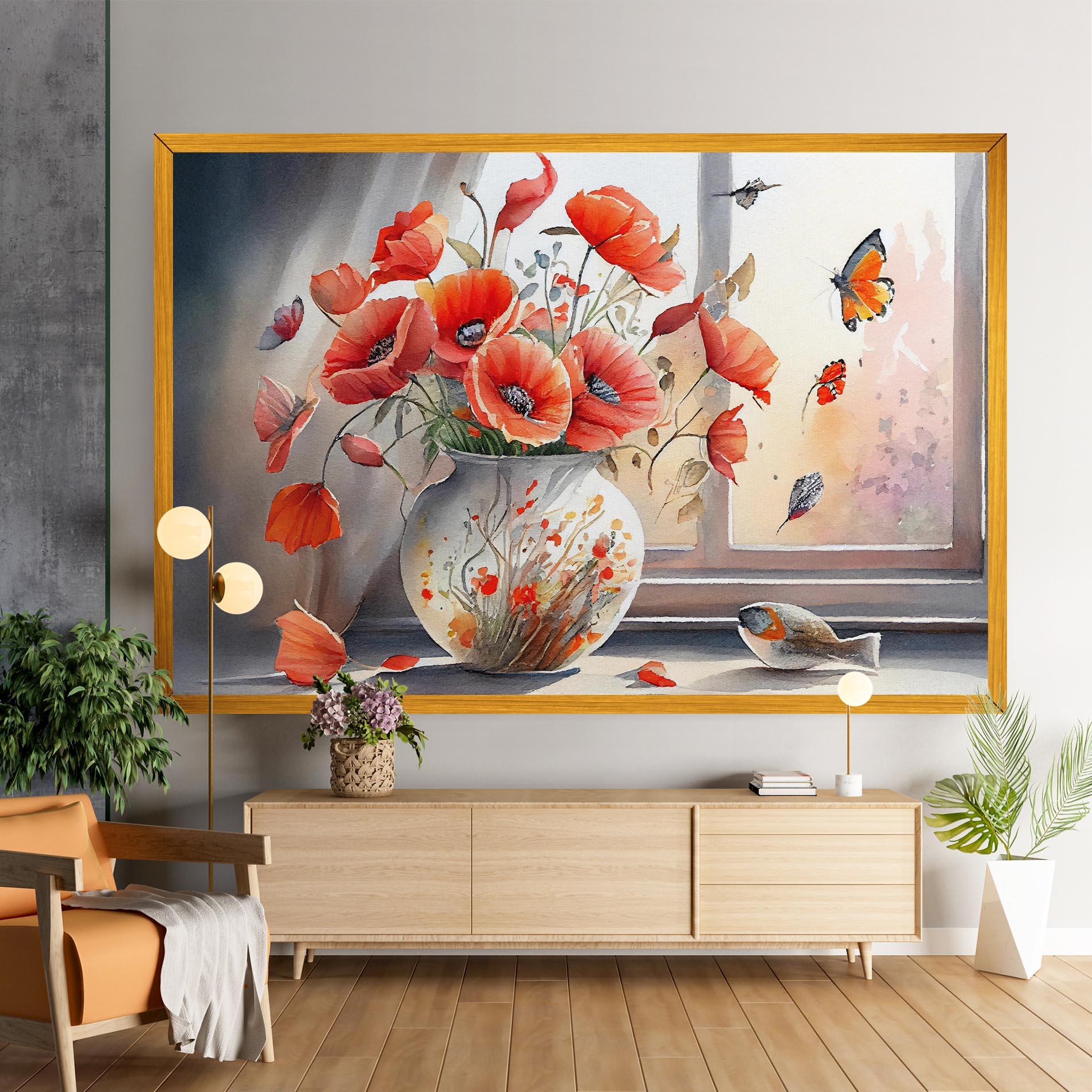 Leinwandbild Poppies Vase mockup 9