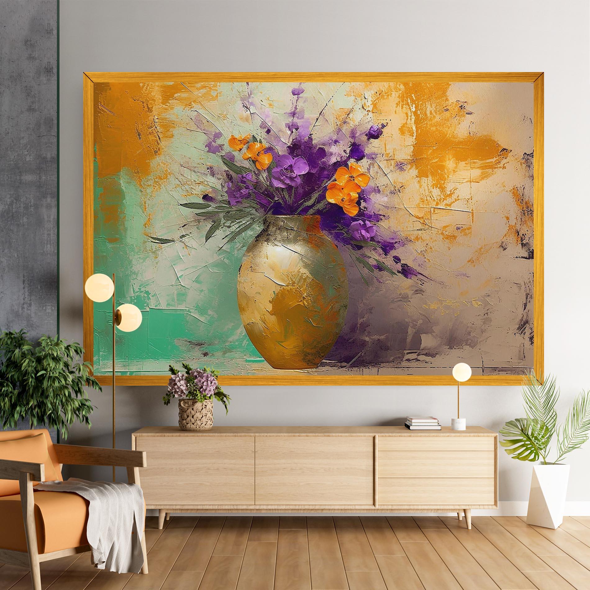 Leinwandbild Purple Orange Plant Vase mockup 9