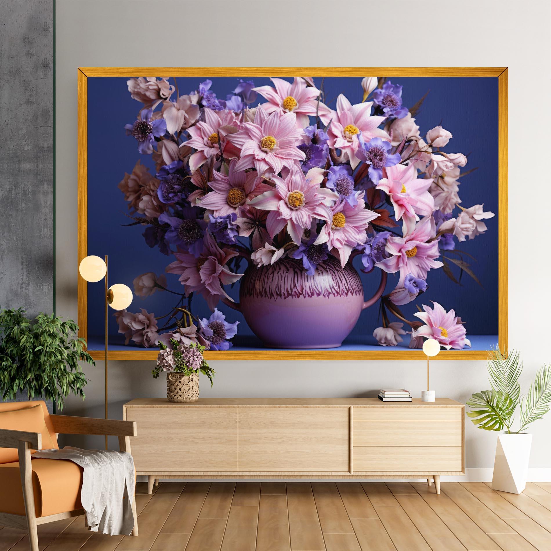 Leinwandbild Purple Vase Flowers mockup 9
