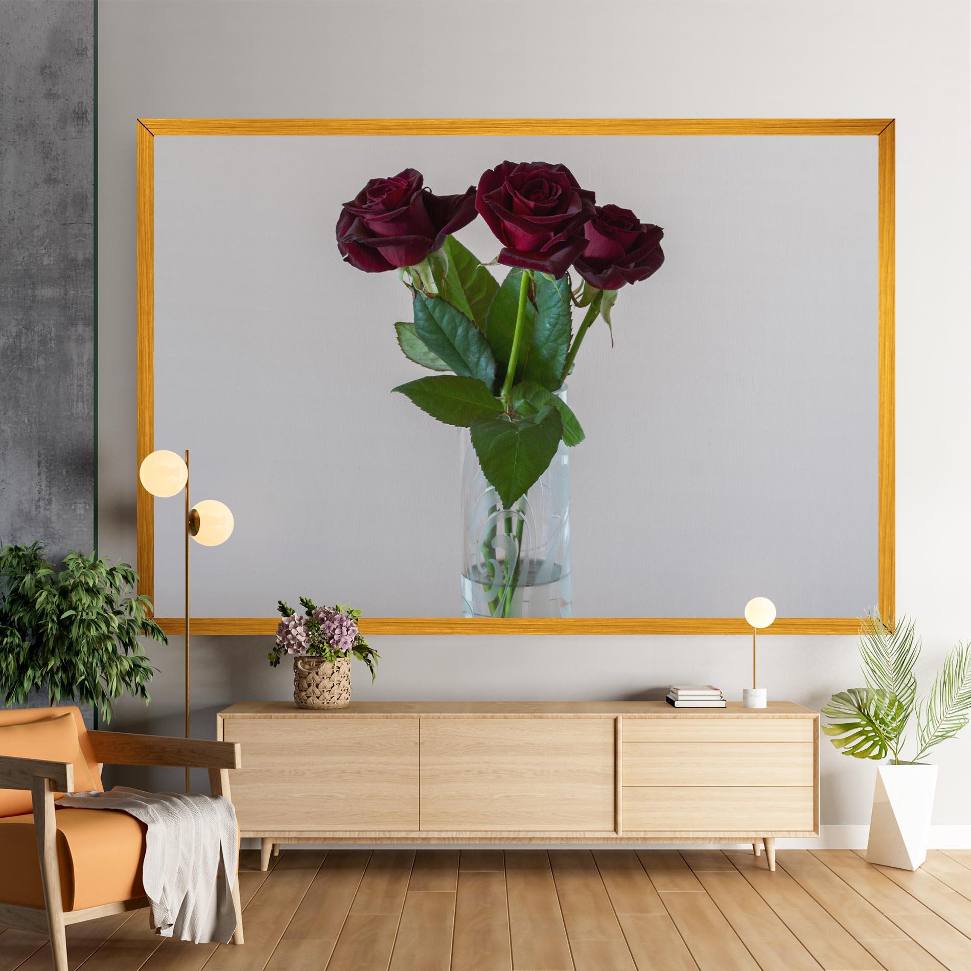 Leinwandbild Red Roses Vase mockup 9