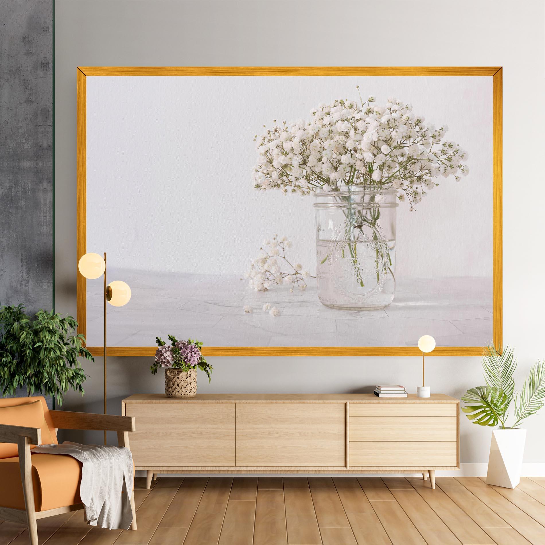 Leinwandbild White Tiny Flower Vase mockup 9