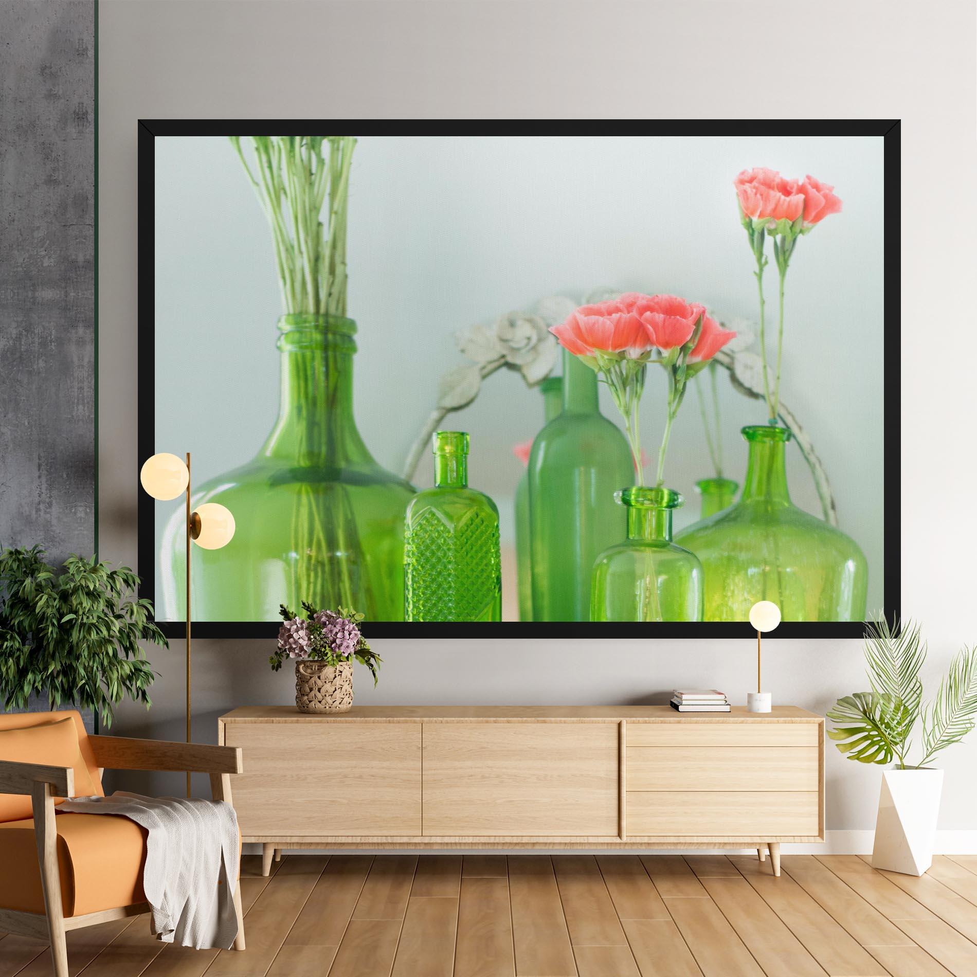 Leinwandbild Green Vase Flowers mockup 9