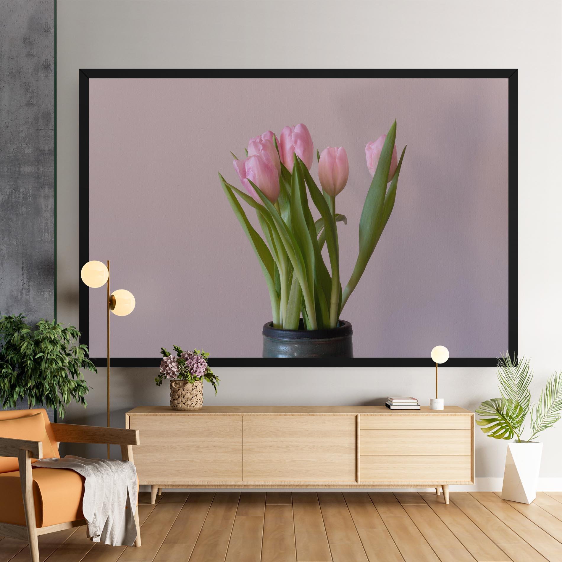 Leinwandbild Pink Tulips Vase mockup 9