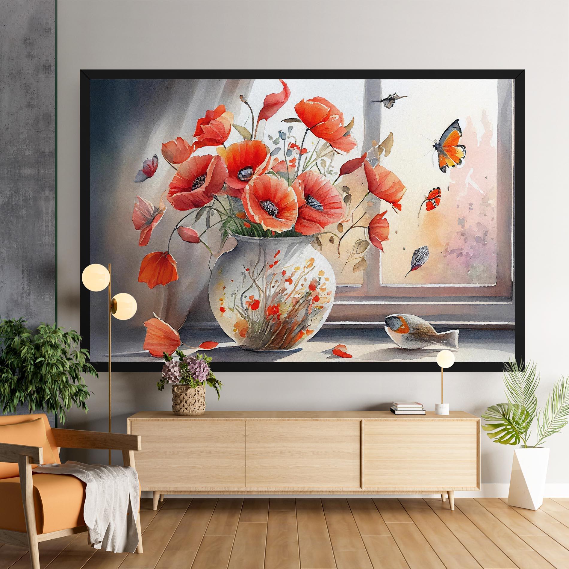 Leinwandbild Poppies Vase mockup 9