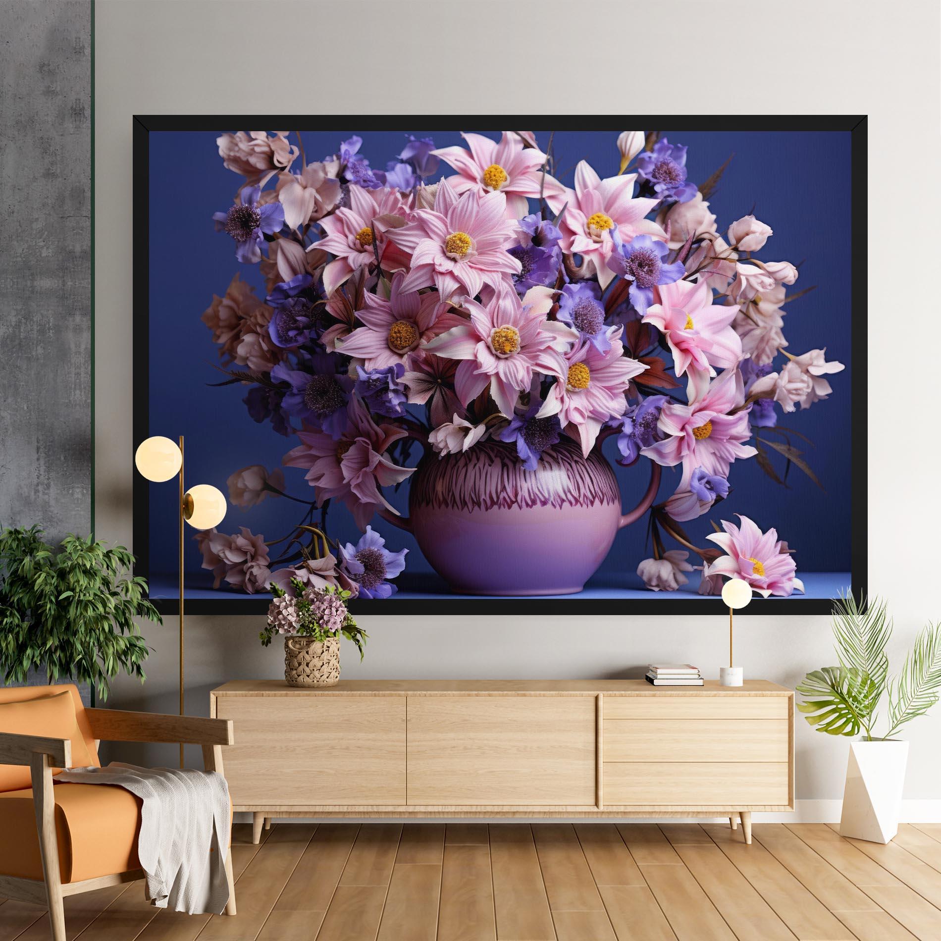 Leinwandbild Purple Vase Flowers mockup 9