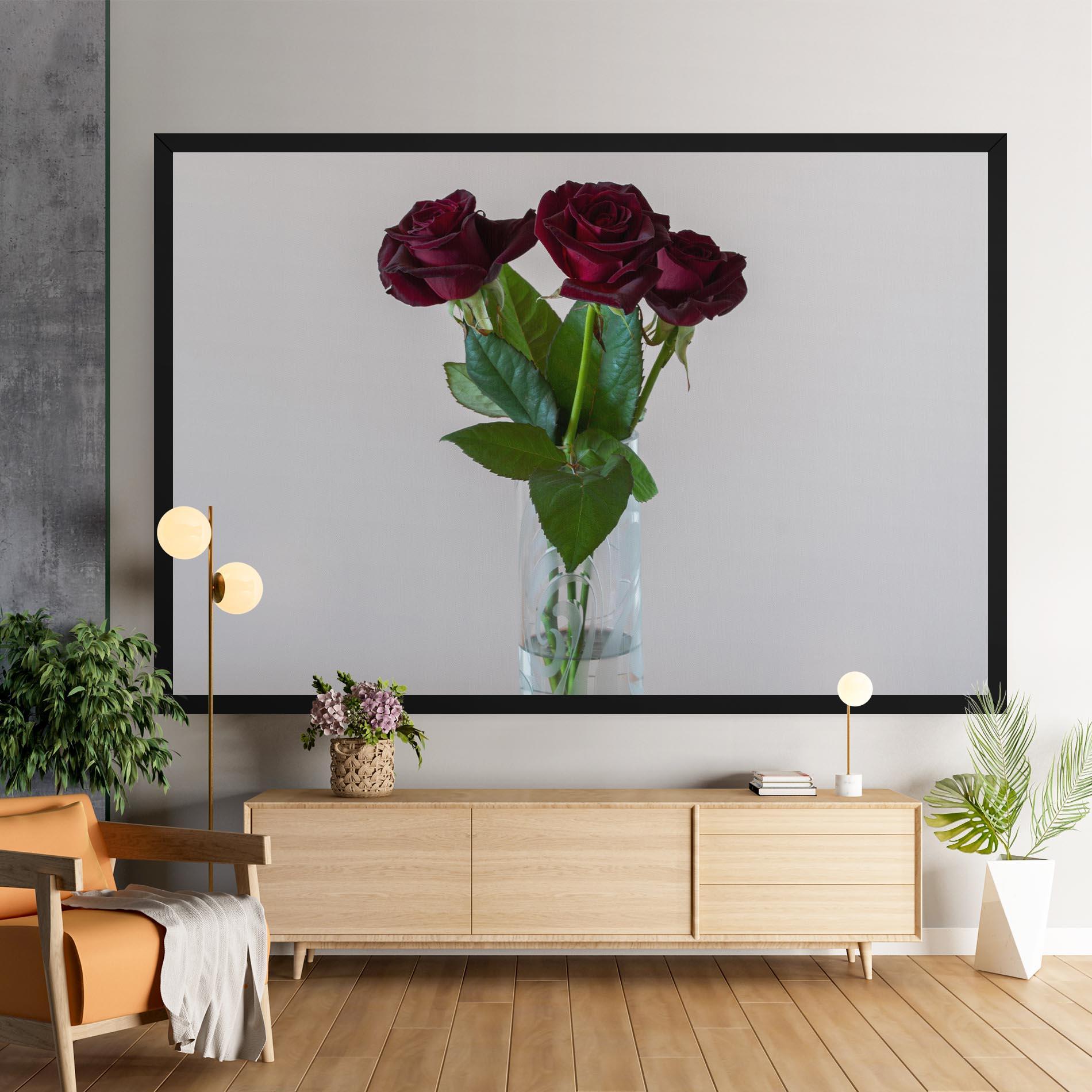 Leinwandbild Red Roses Vase mockup 9