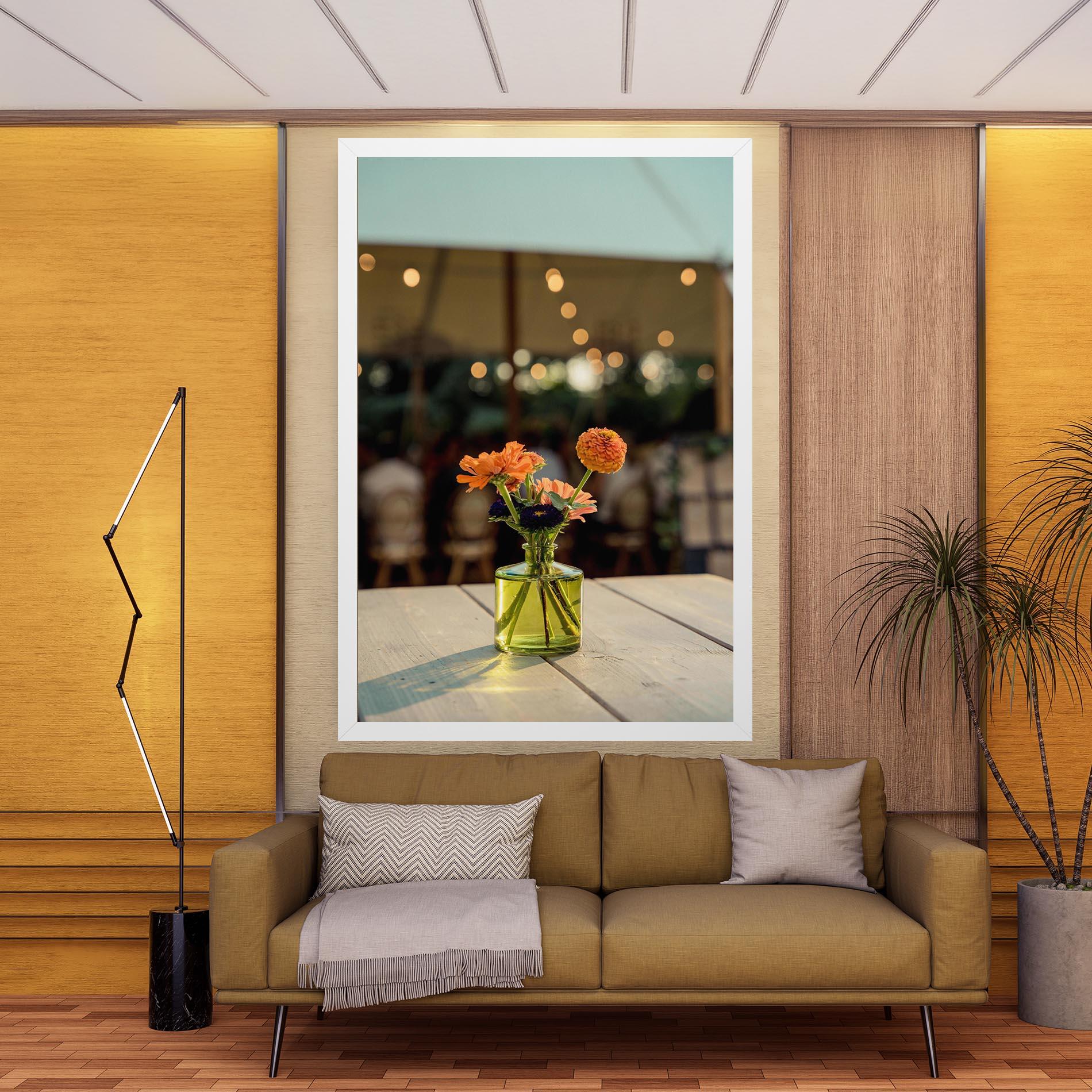 Leinwandbild Orange Flowers Vase mockup 9