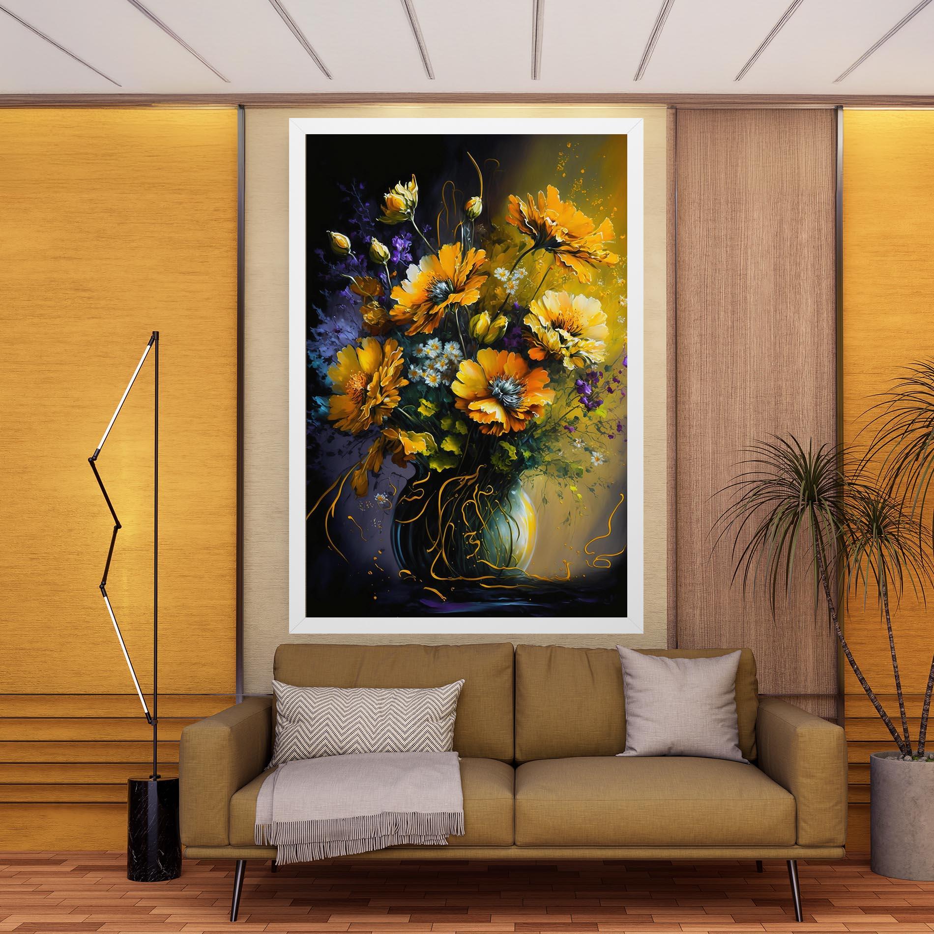 Leinwandbild Yellow Flower Art Vase mockup 9