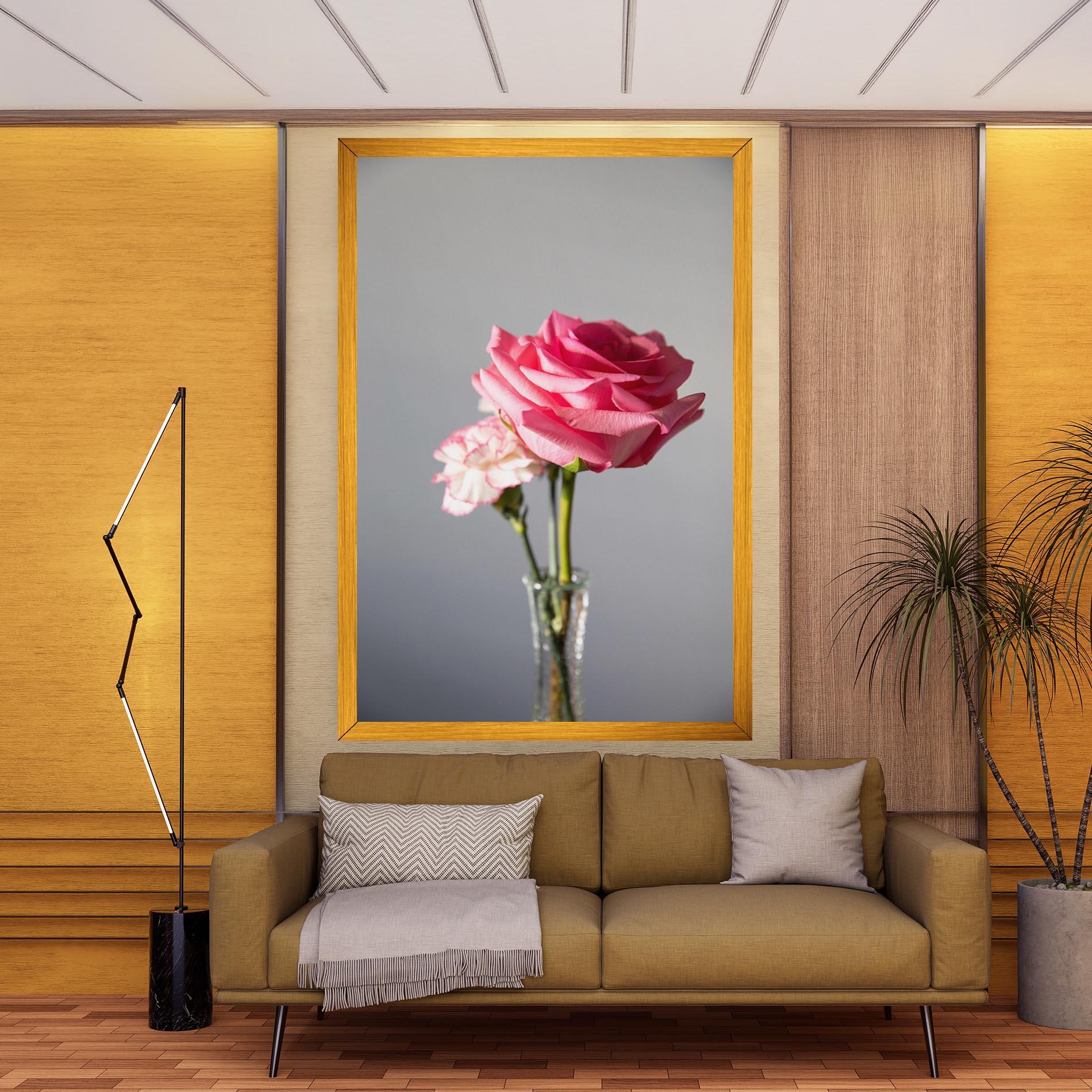 Leinwandbild Big Pink Rose Vase mockup 9