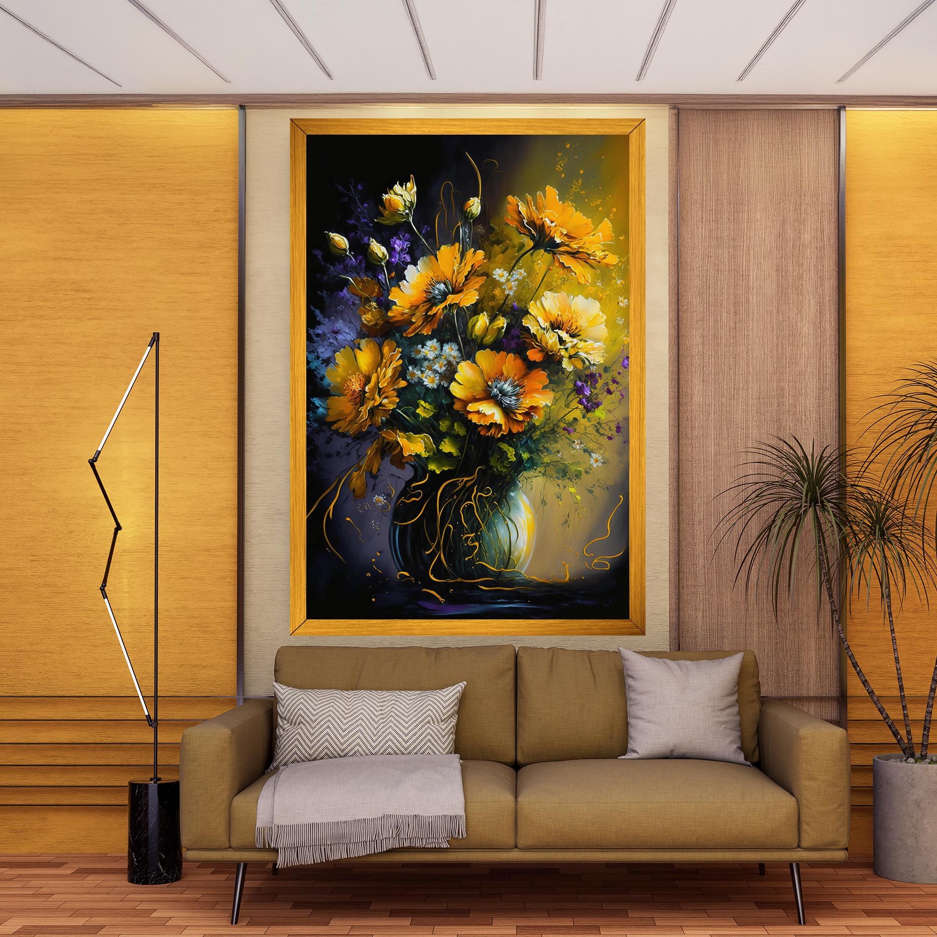 Yellow Flower Art Vase mockup 9