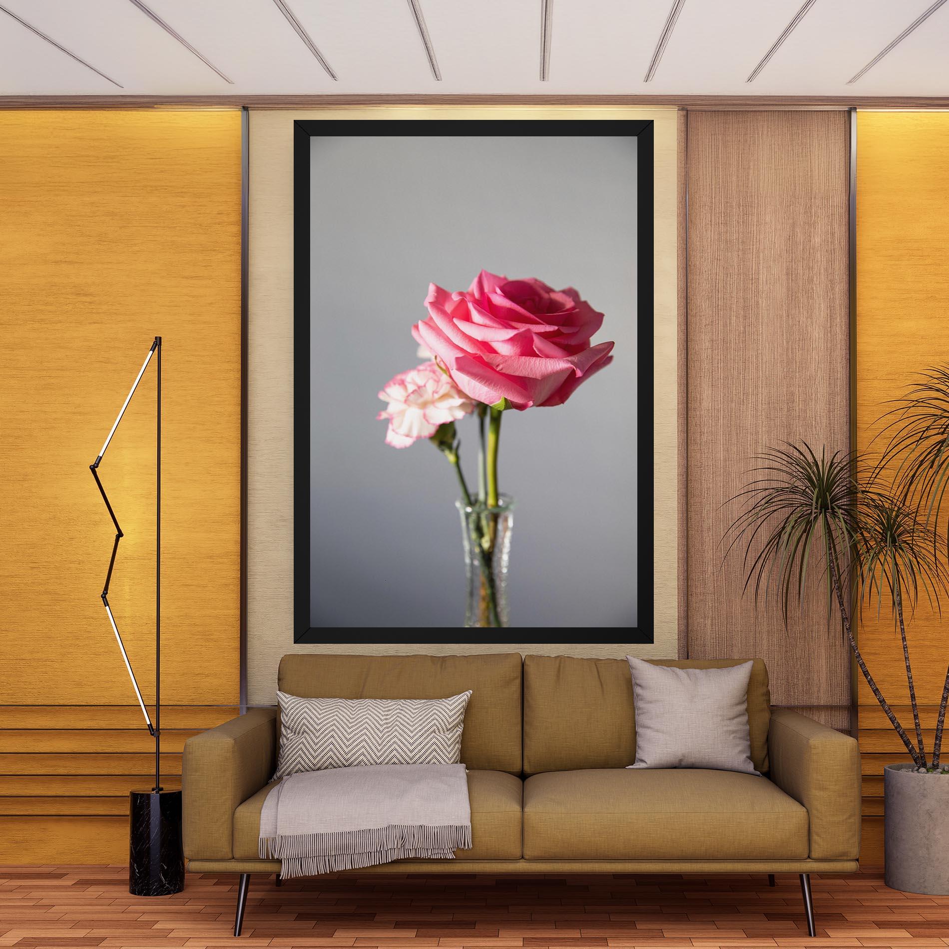 Leinwandbild Big Pink Rose Vase mockup 9