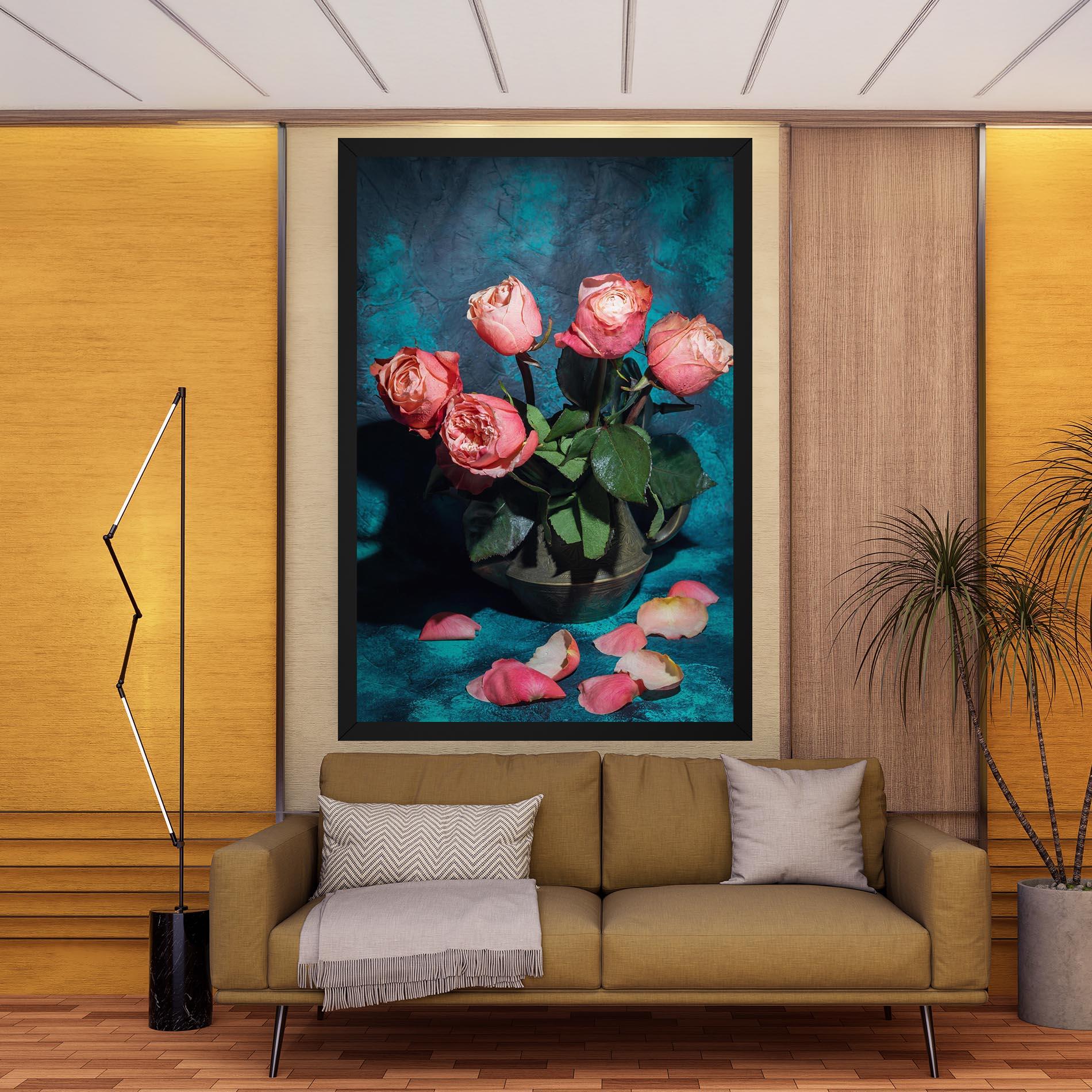 Leinwandbild Bouquet Roses Vase mockup 9