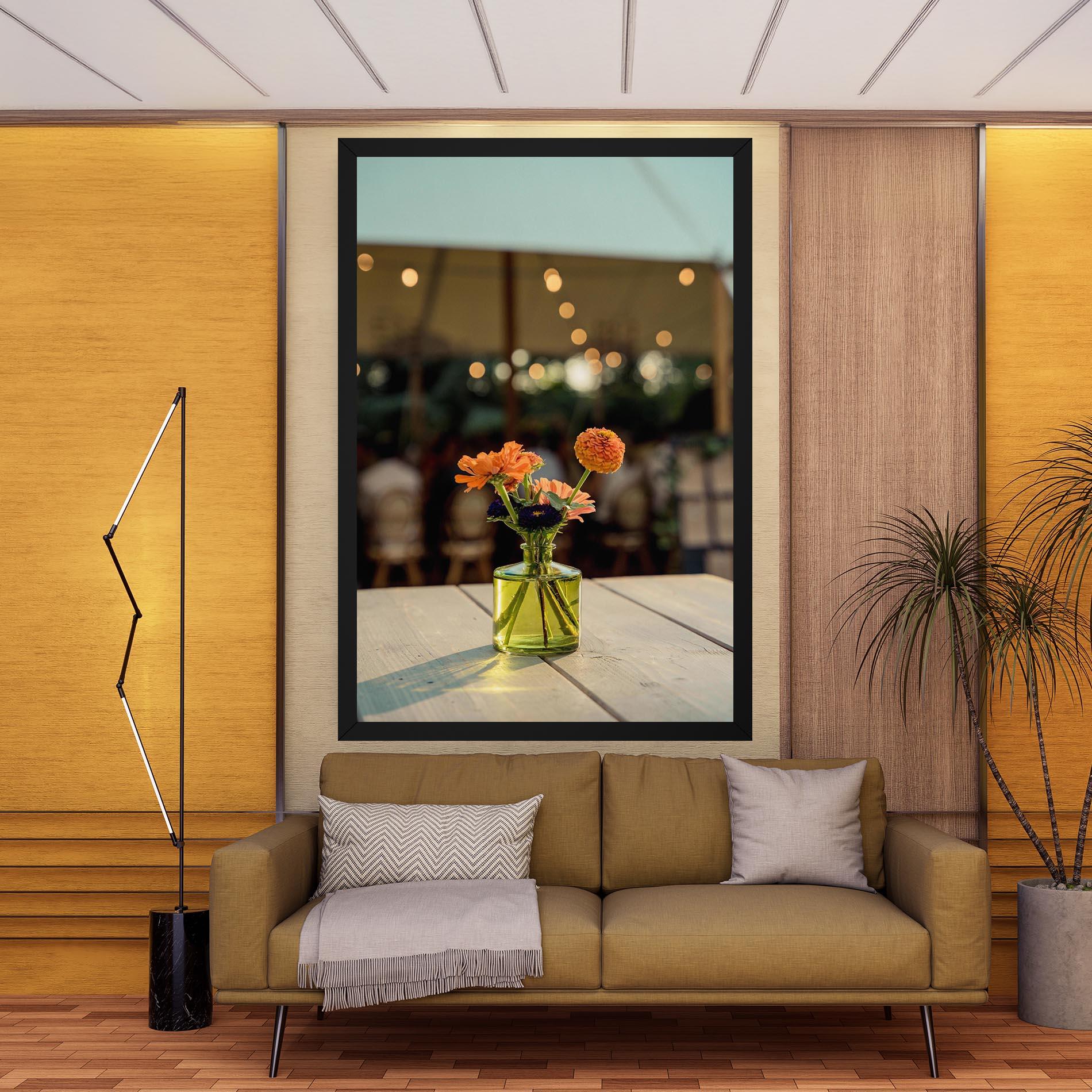 Leinwandbild Orange Flowers Vase mockup 9