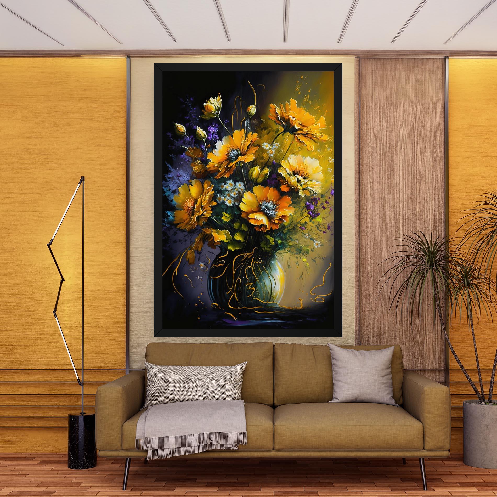 Leinwandbild Yellow Flower Art Vase mockup 9