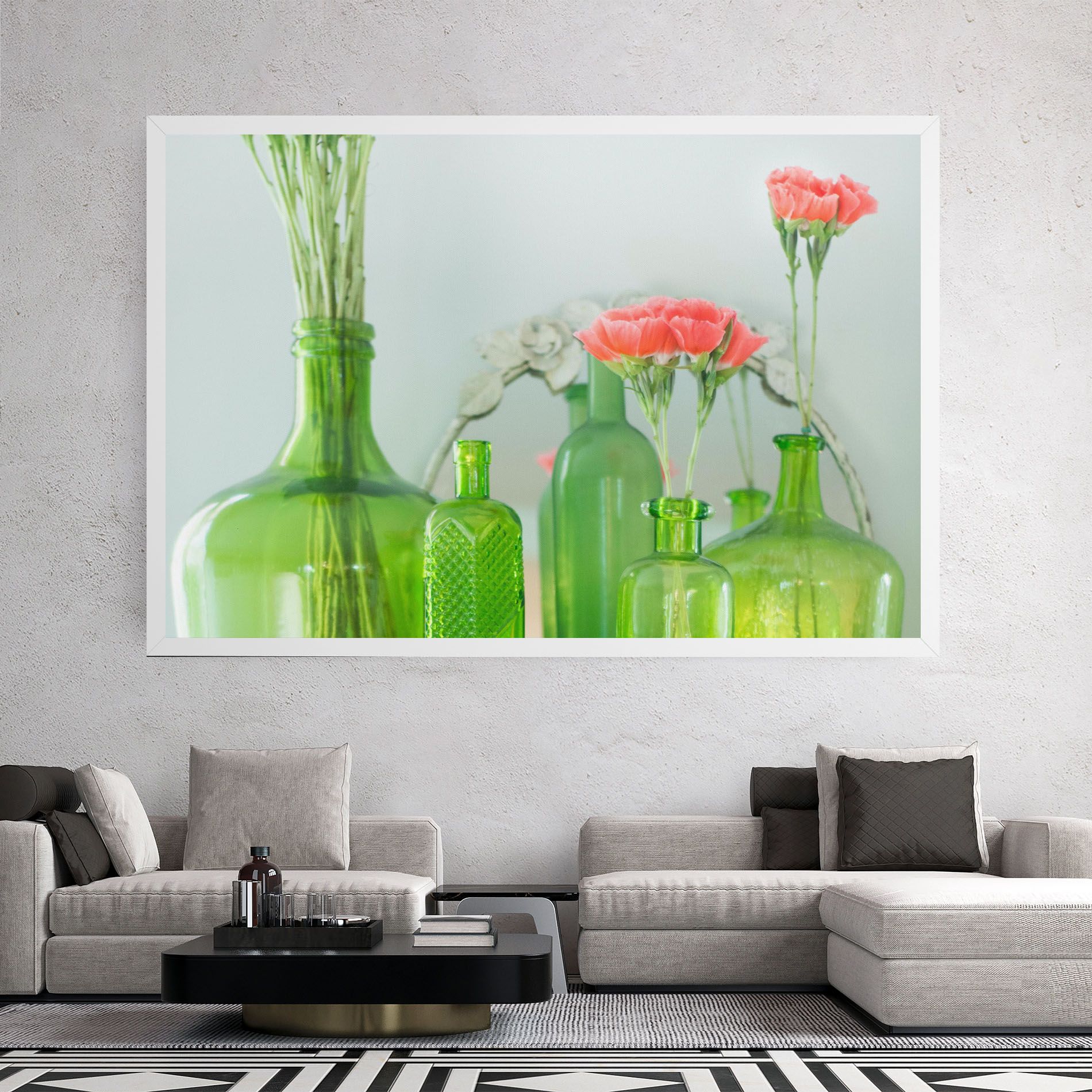 Green Vase Flowers mockup 2