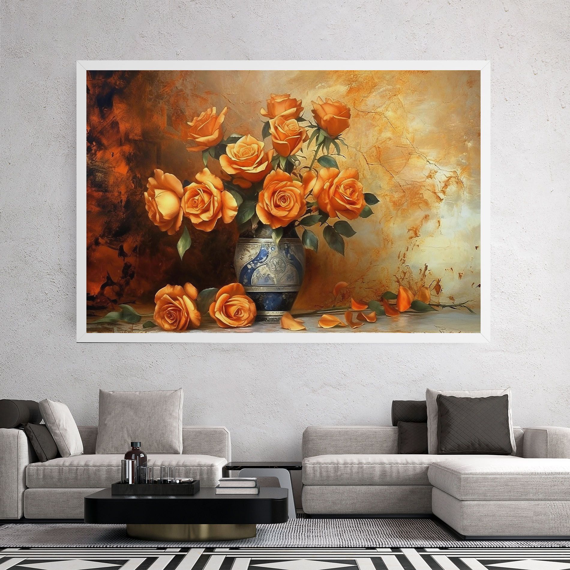 Pretty Orange Rose Vase mockup 2