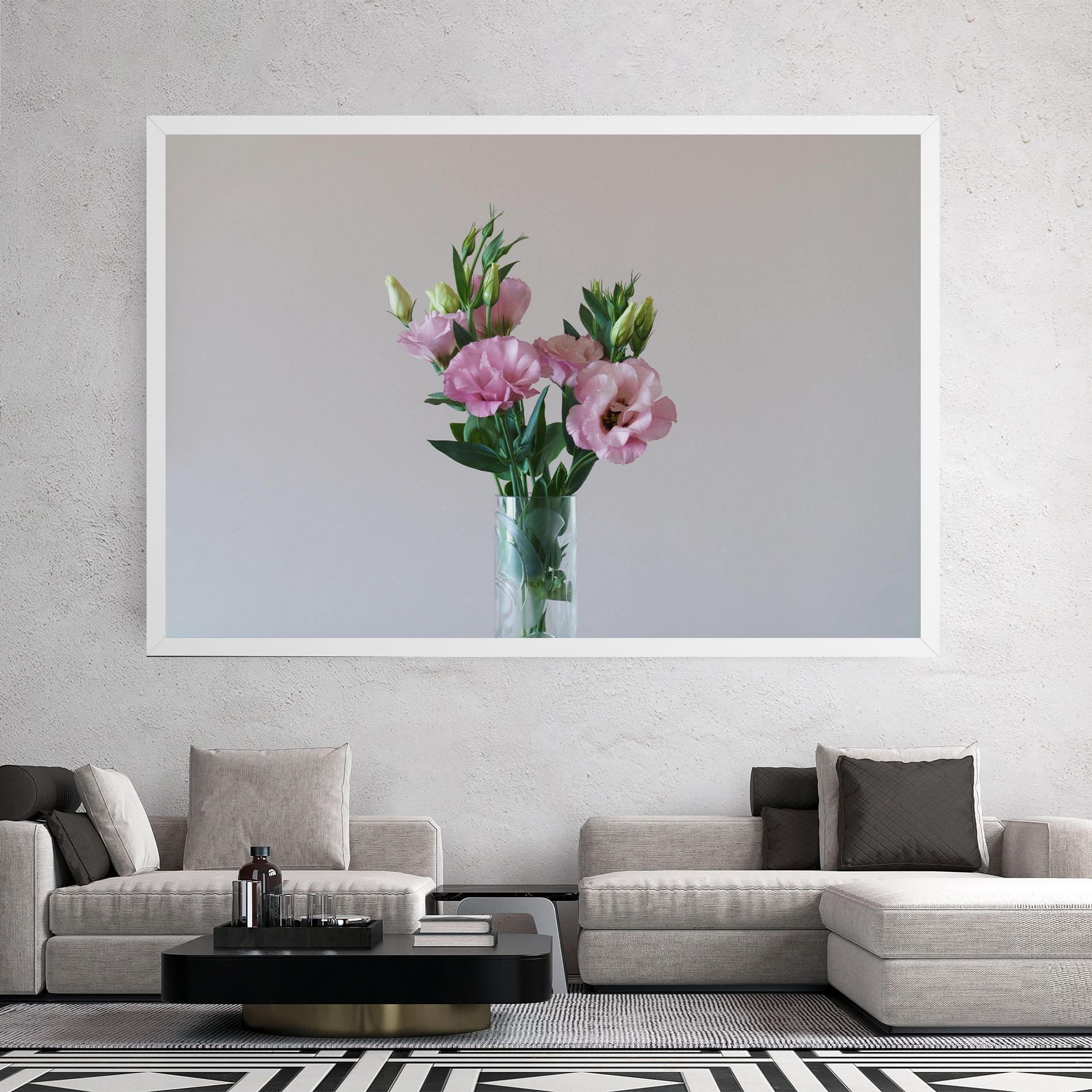 Leinwandbild Pretty Pink Flower Vase mockup 2