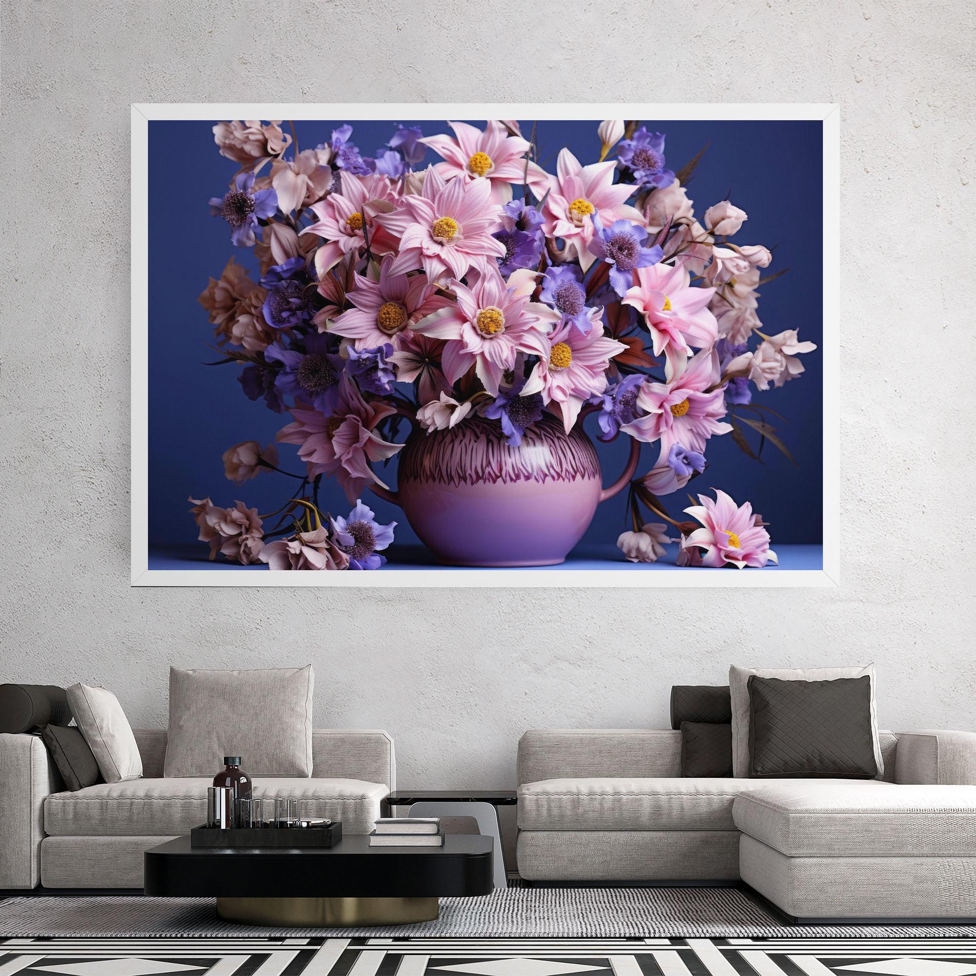 Leinwandbild Purple Vase Flowers mockup 2