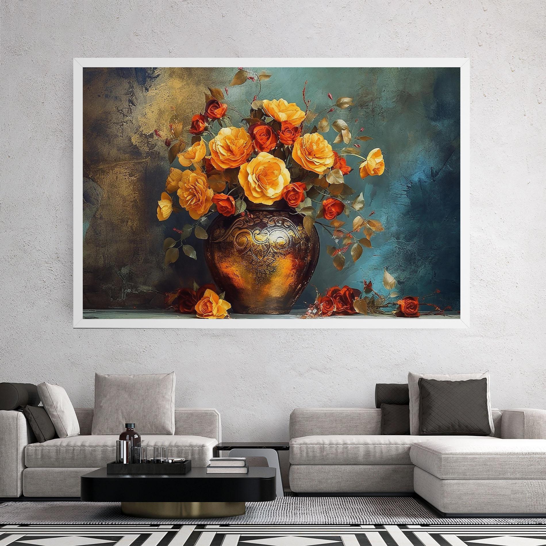 Leinwandbild Red Orange Flower Vase mockup 2