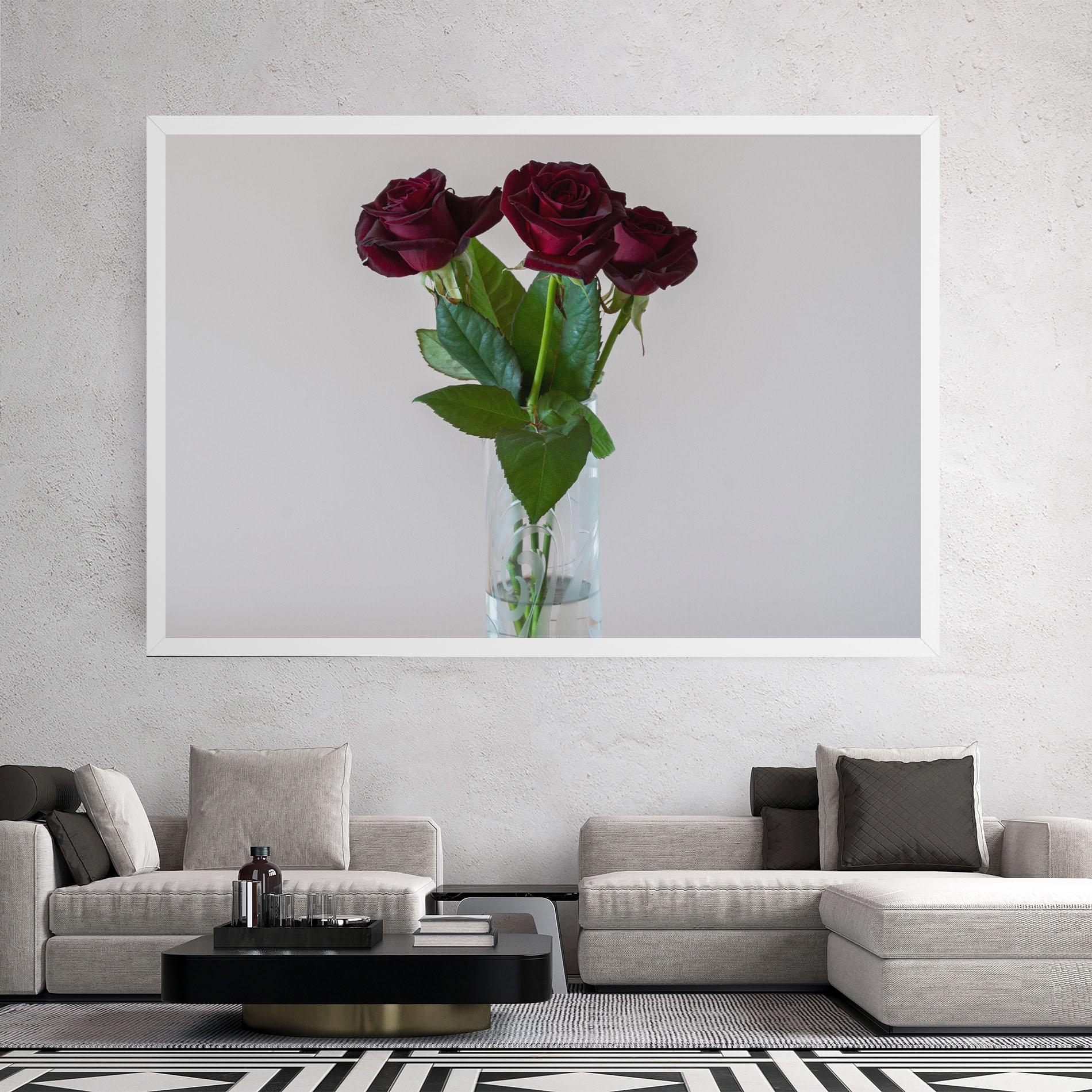 Leinwandbild Red Roses Vase mockup 2