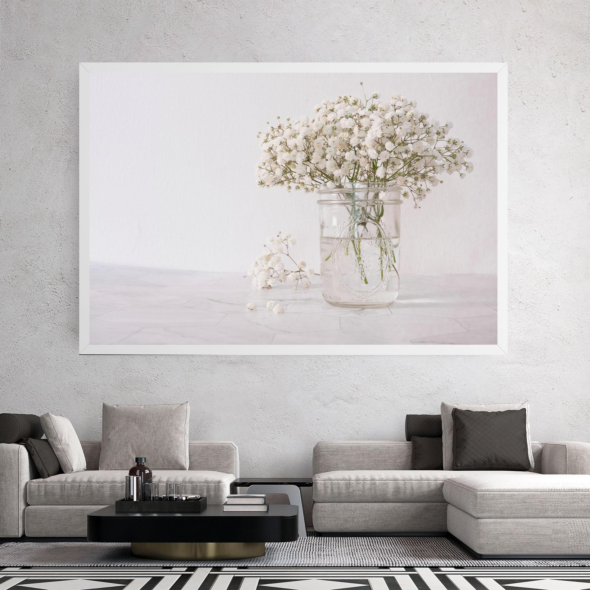 Leinwandbild White Tiny Flower Vase mockup 2