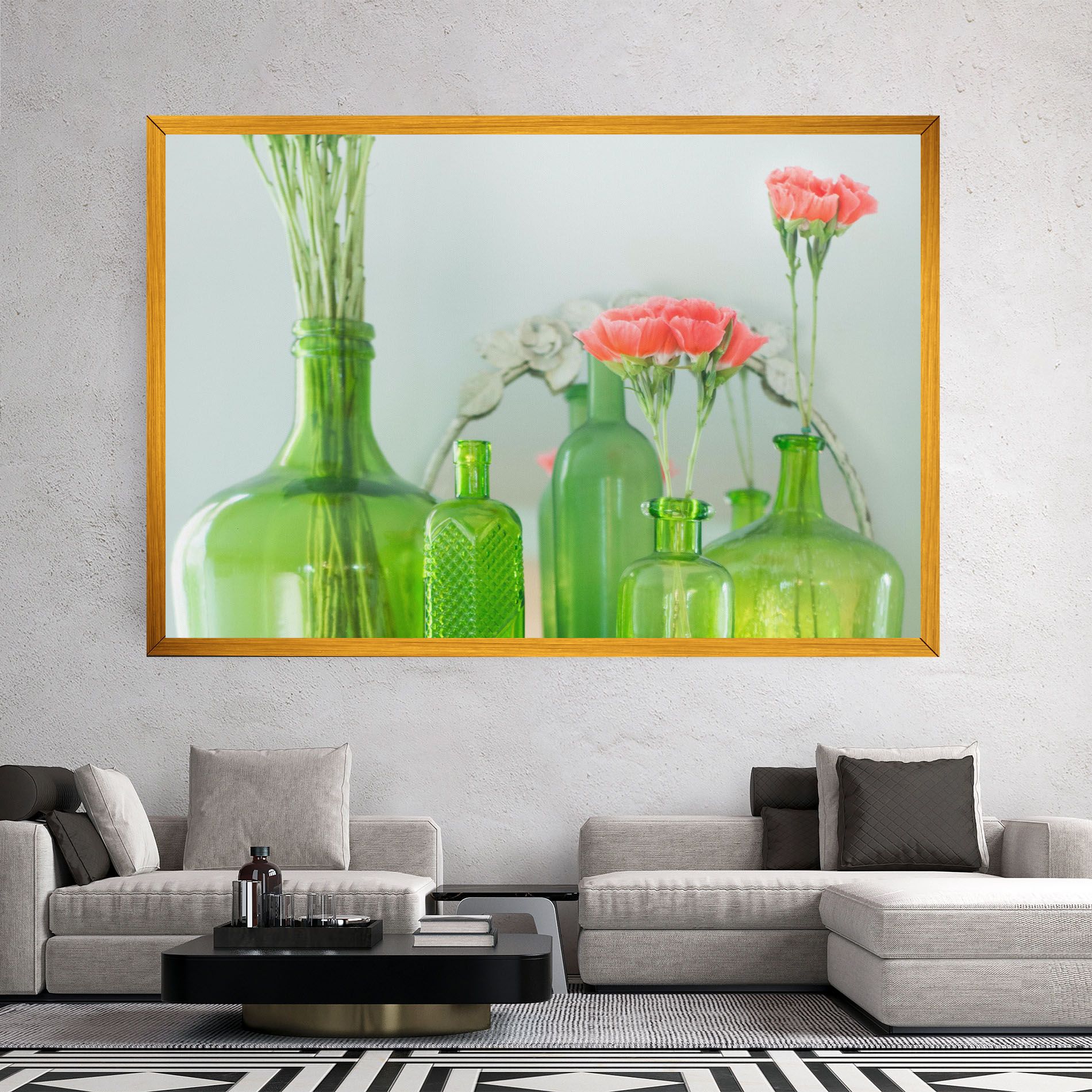 Green Vase Flowers mockup 2