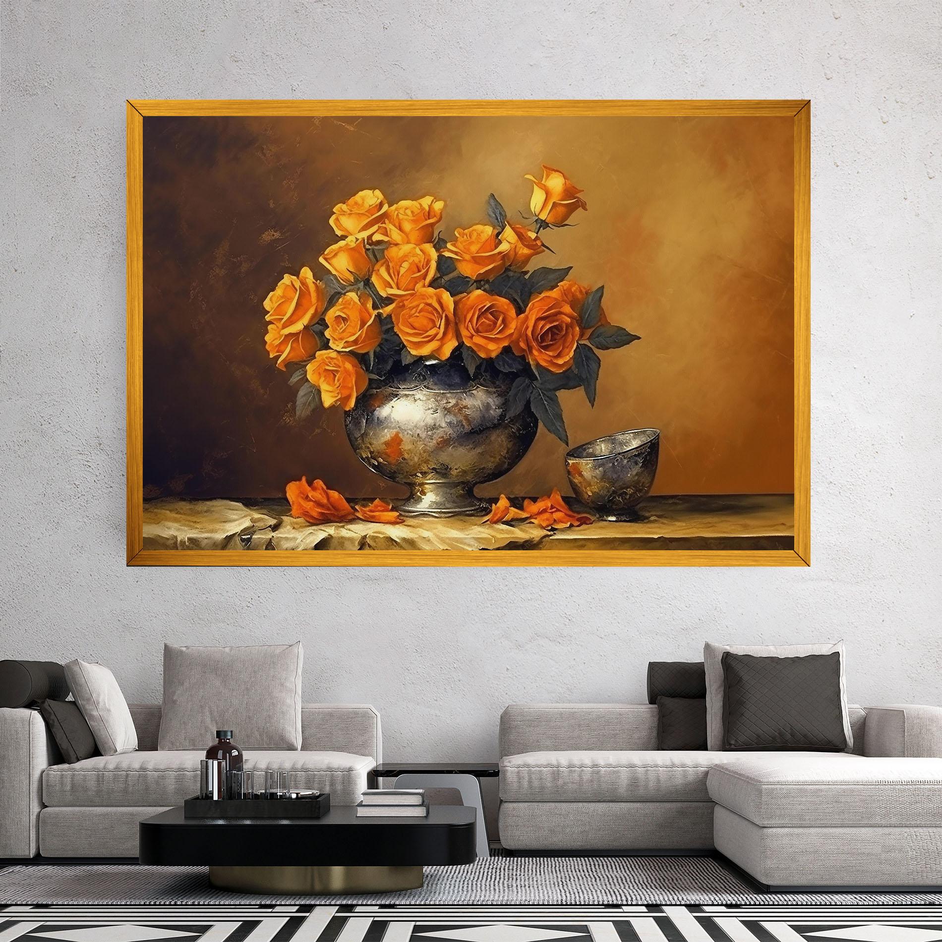 Leinwandbild Orange Rose Vase mockup 2