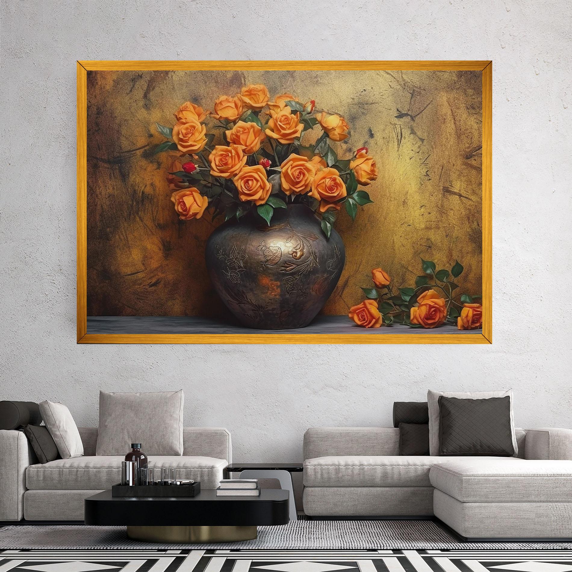 Leinwandbild Orange Vintage Vase mockup 2