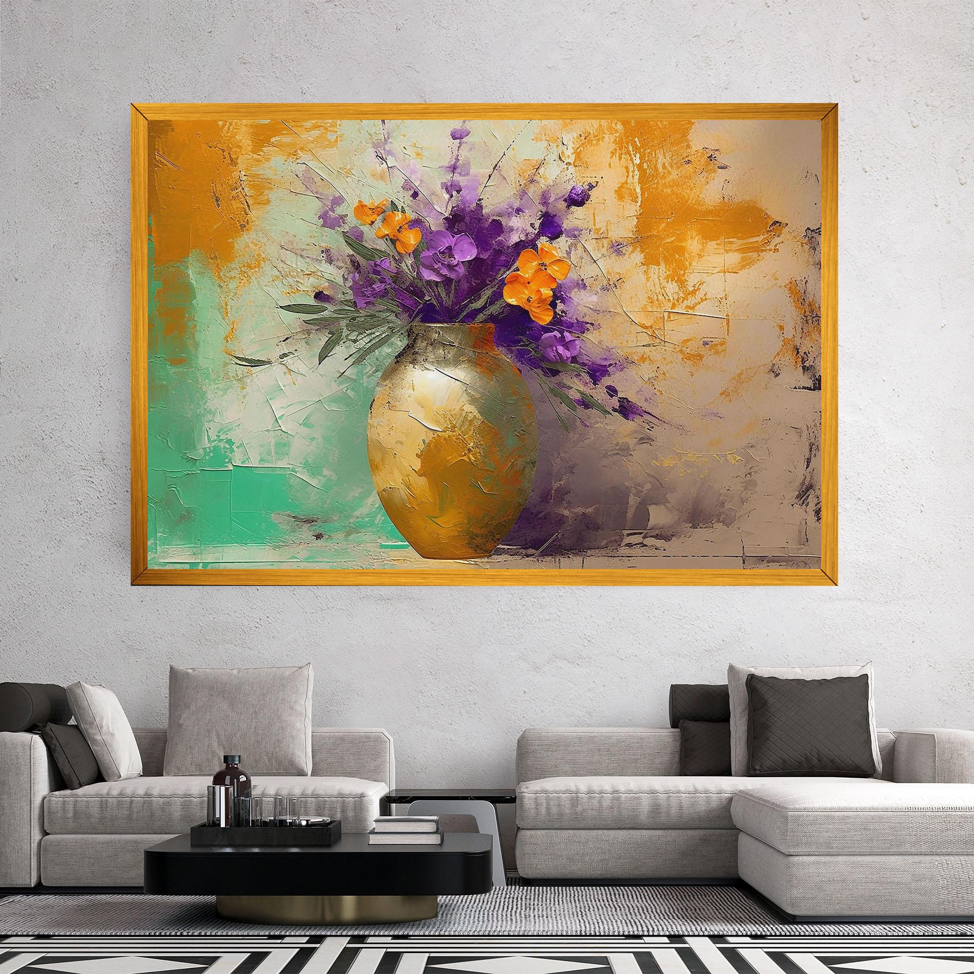 Leinwandbild Purple Orange Plant Vase mockup 2