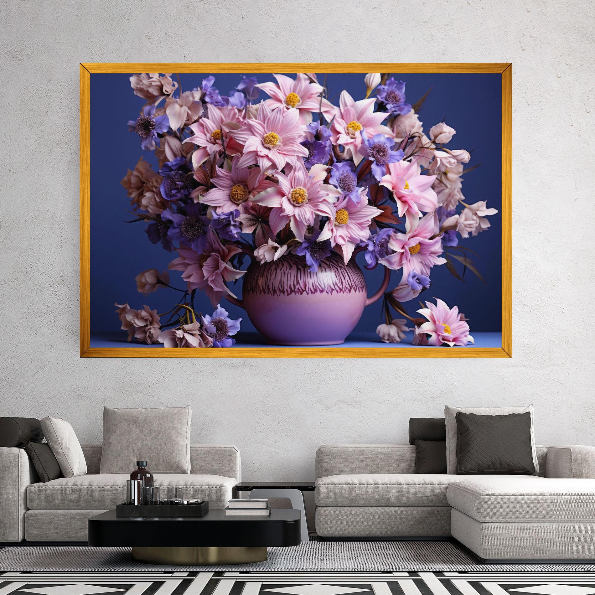 Leinwandbild Purple Vase Flowers mockup 2