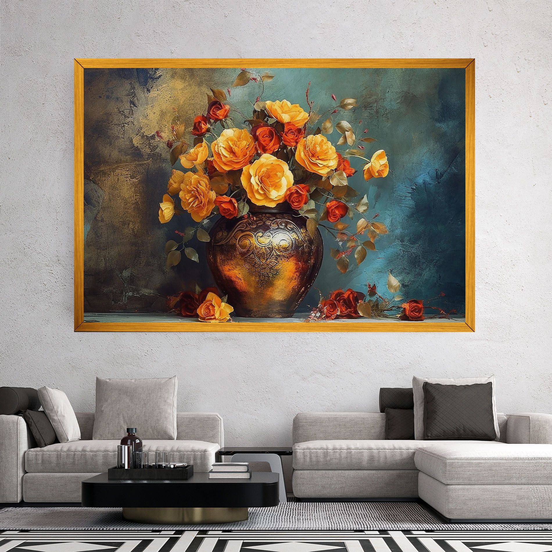 Red Orange Flower Vase mockup 2