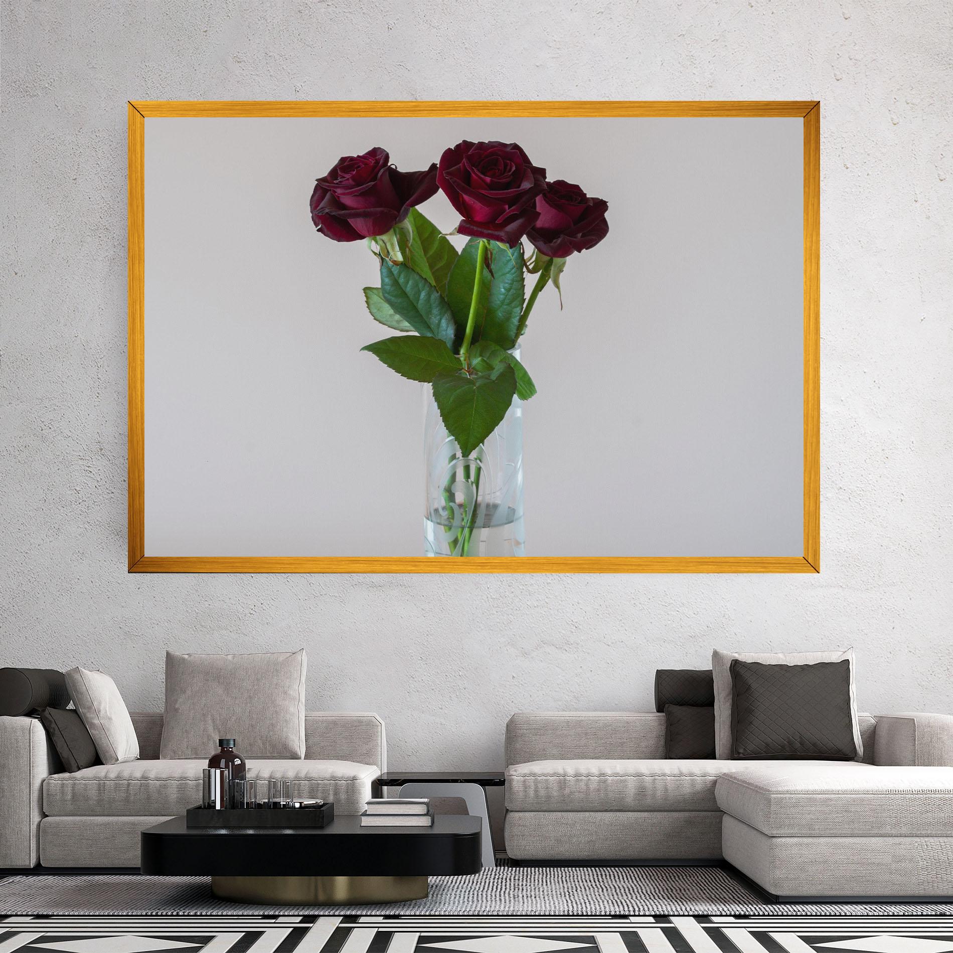 Leinwandbild Red Roses Vase mockup 2