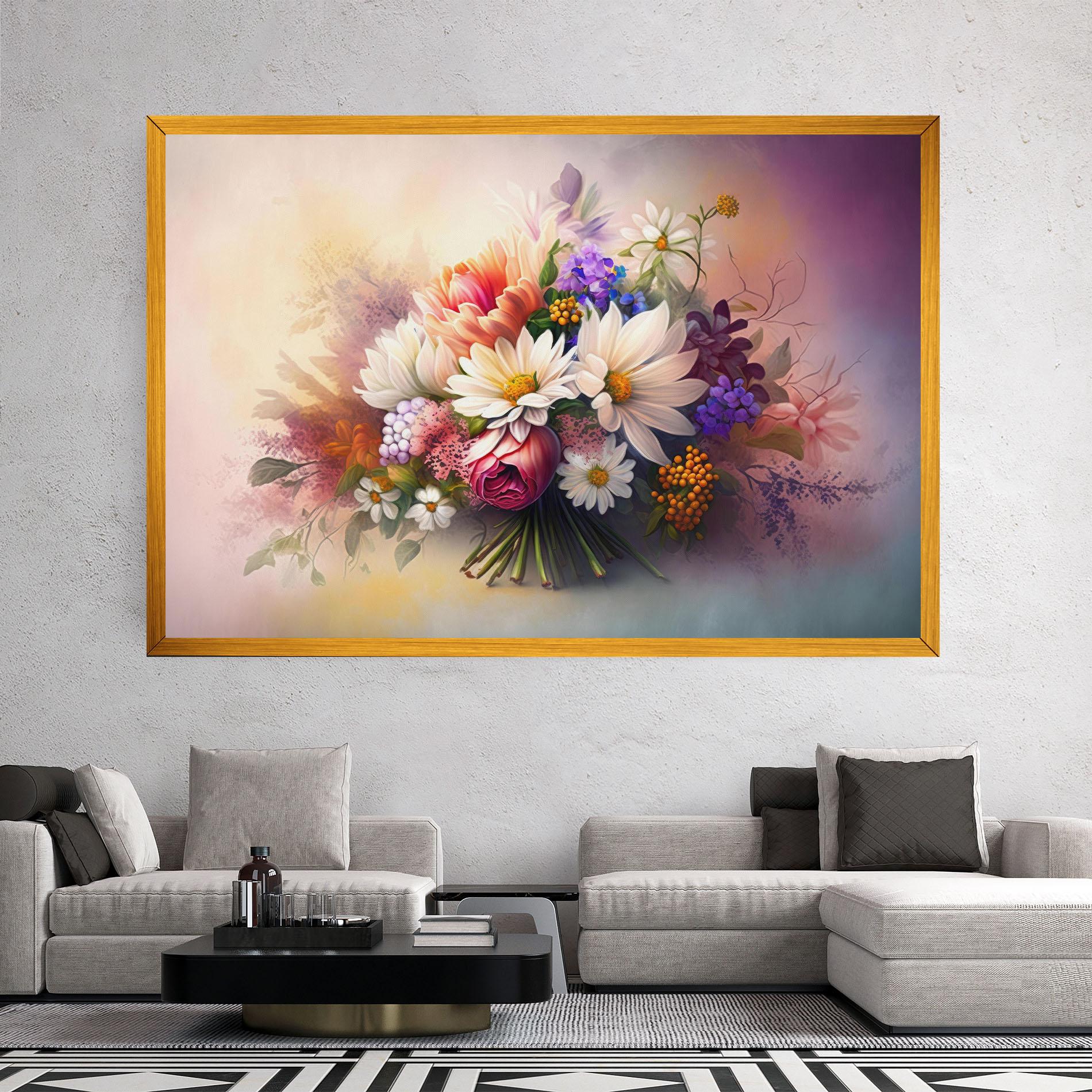 Leinwandbild Vecteezy_ai Generated Bouquet Of Fresh Spring Flowers On Light_23373362_865 mockup 2