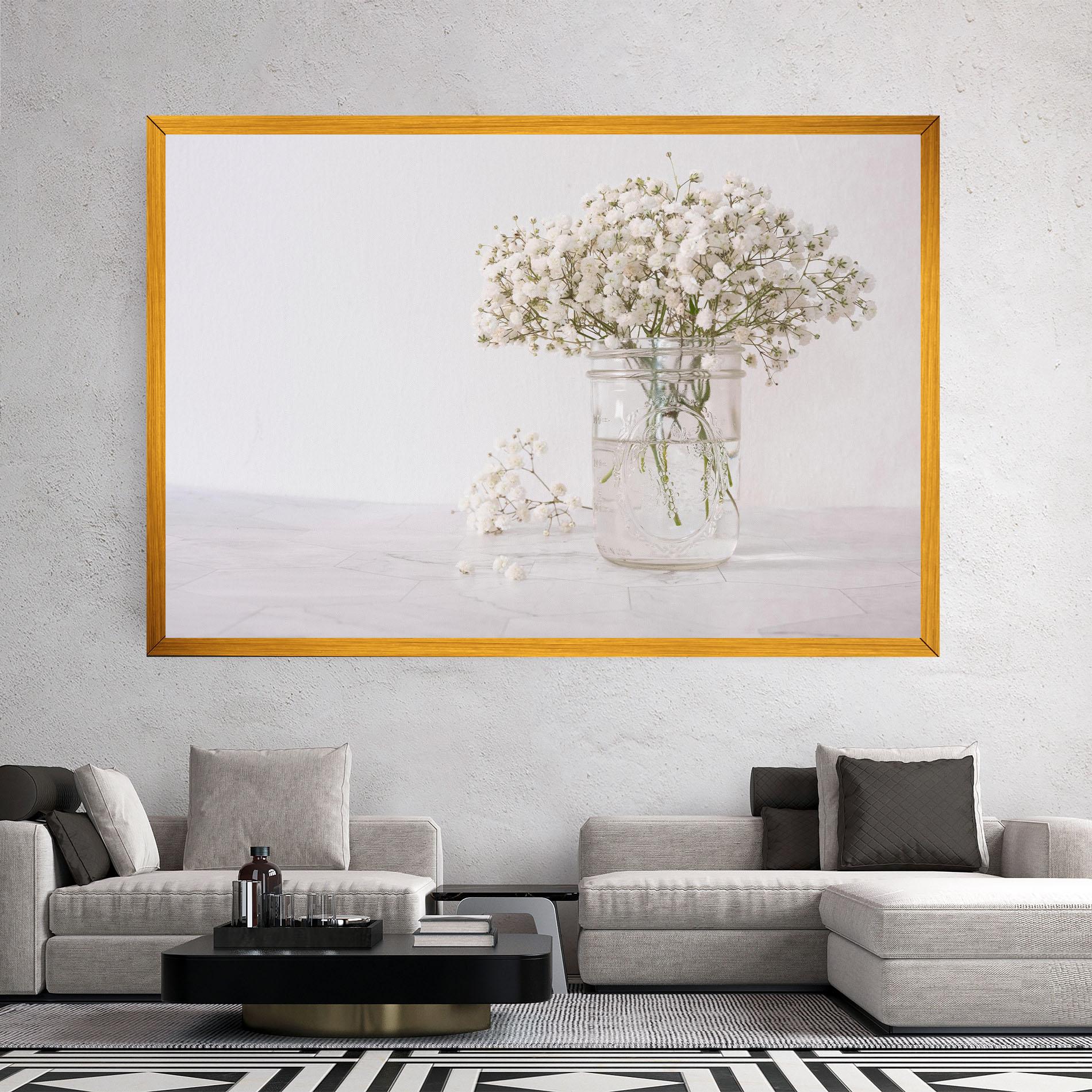 Leinwandbild White Tiny Flower Vase mockup 2