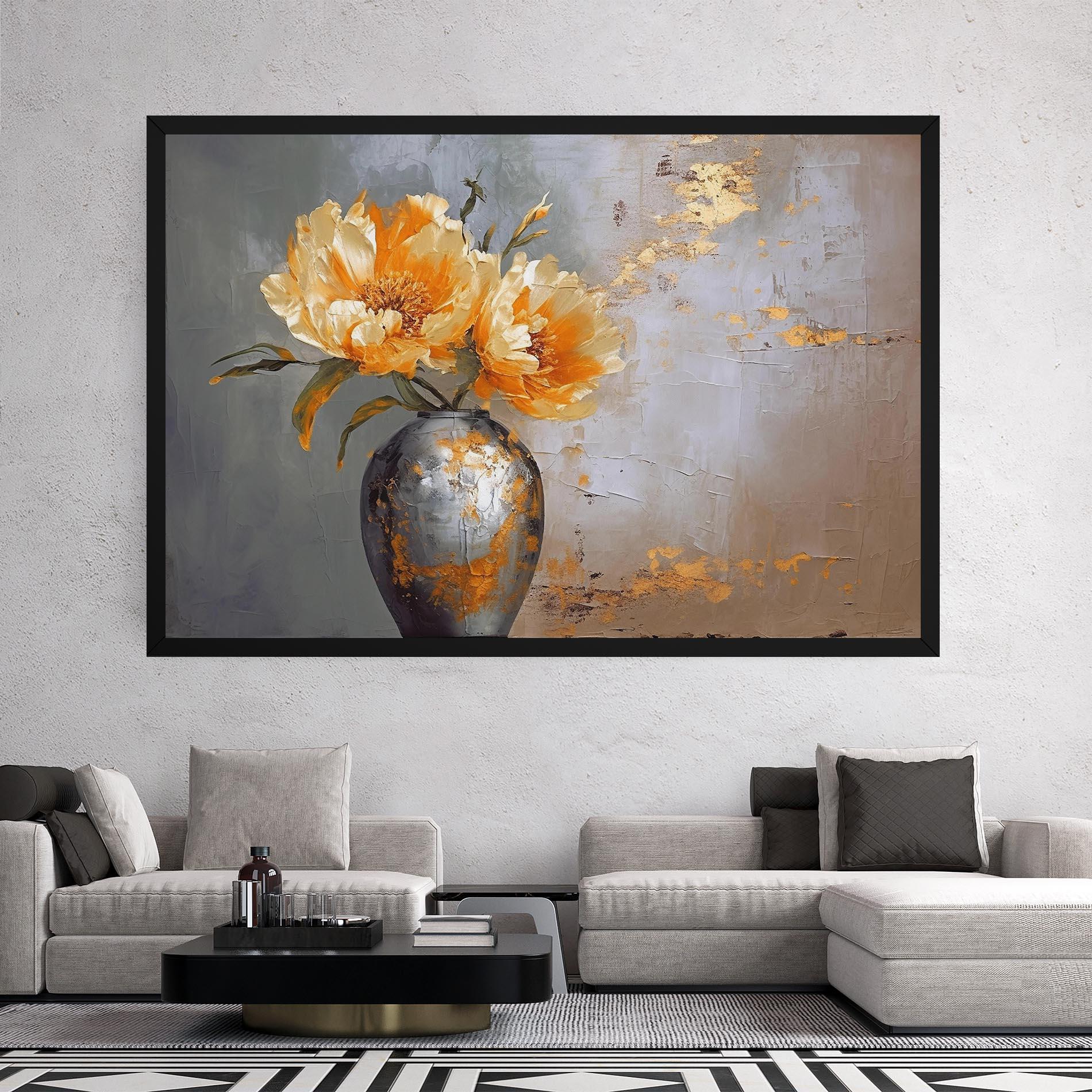 Leinwandbild Grey Painting Vase mockup 2