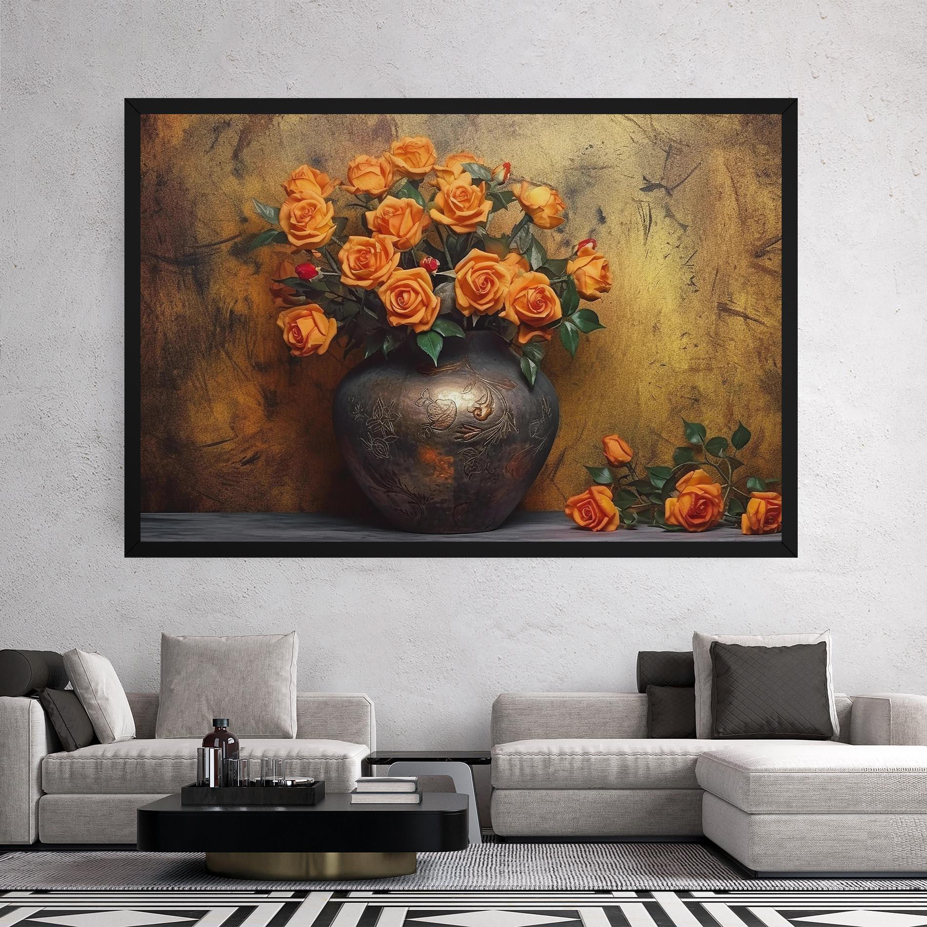 Leinwandbild Orange Vintage Vase mockup 2