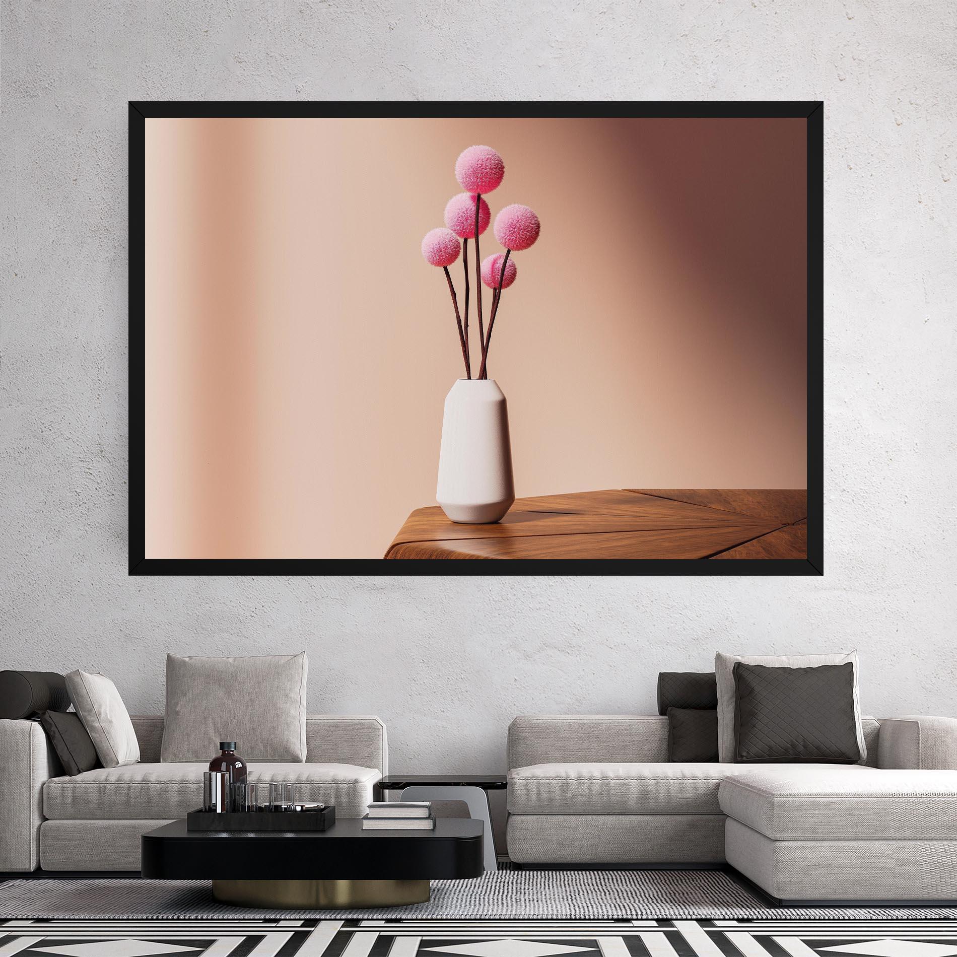 Leinwandbild Pink Circle Vase mockup 2