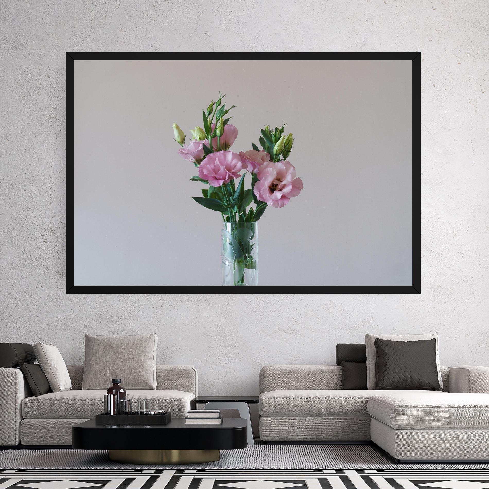 Leinwandbild Pretty Pink Flower Vase mockup 2