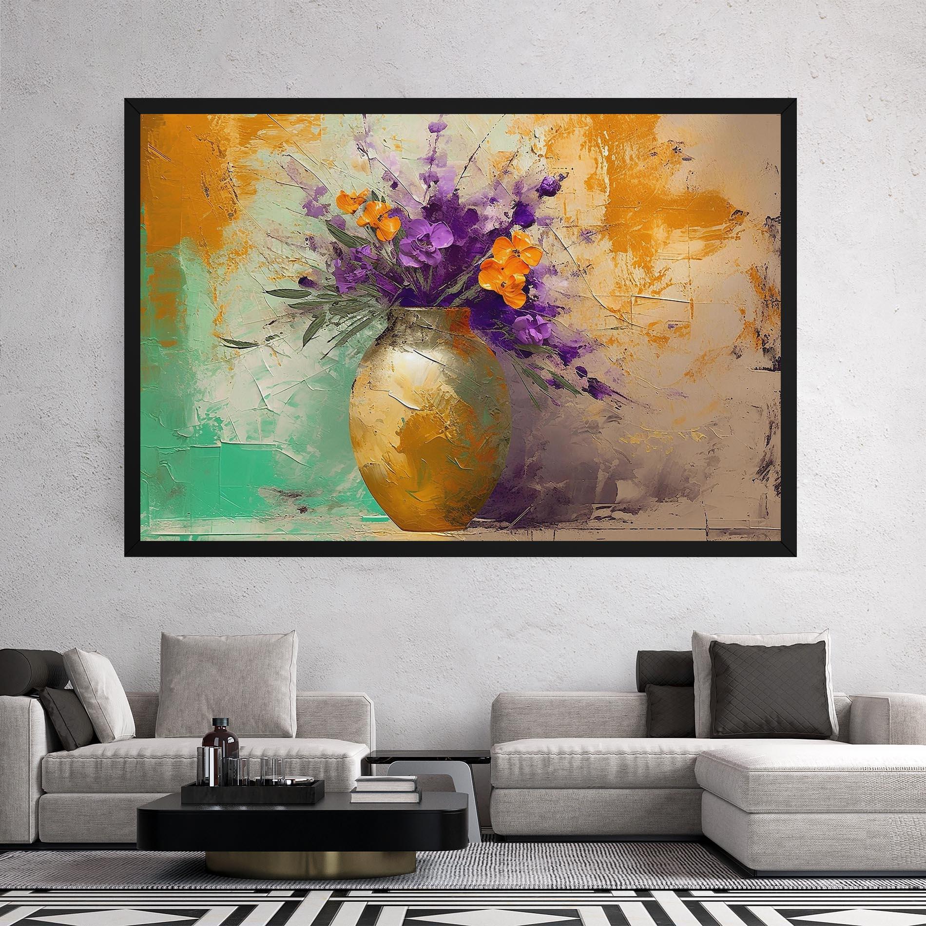 Leinwandbild Purple Orange Plant Vase mockup 2