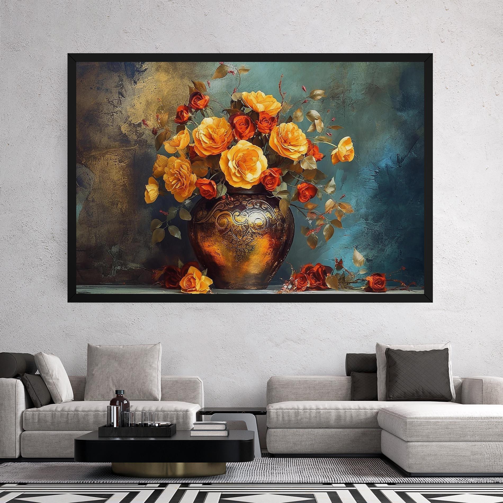 Leinwandbild Red Orange Flower Vase mockup 2